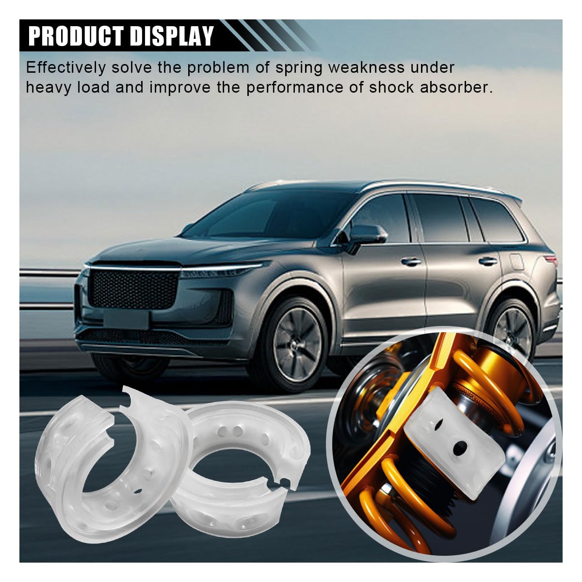 2PCS Car Suspension Shock Absorber, A Type Rubber Spring Booster Auto Buffers Power Cushion, Universal Car Spring Bumpers (A Typ