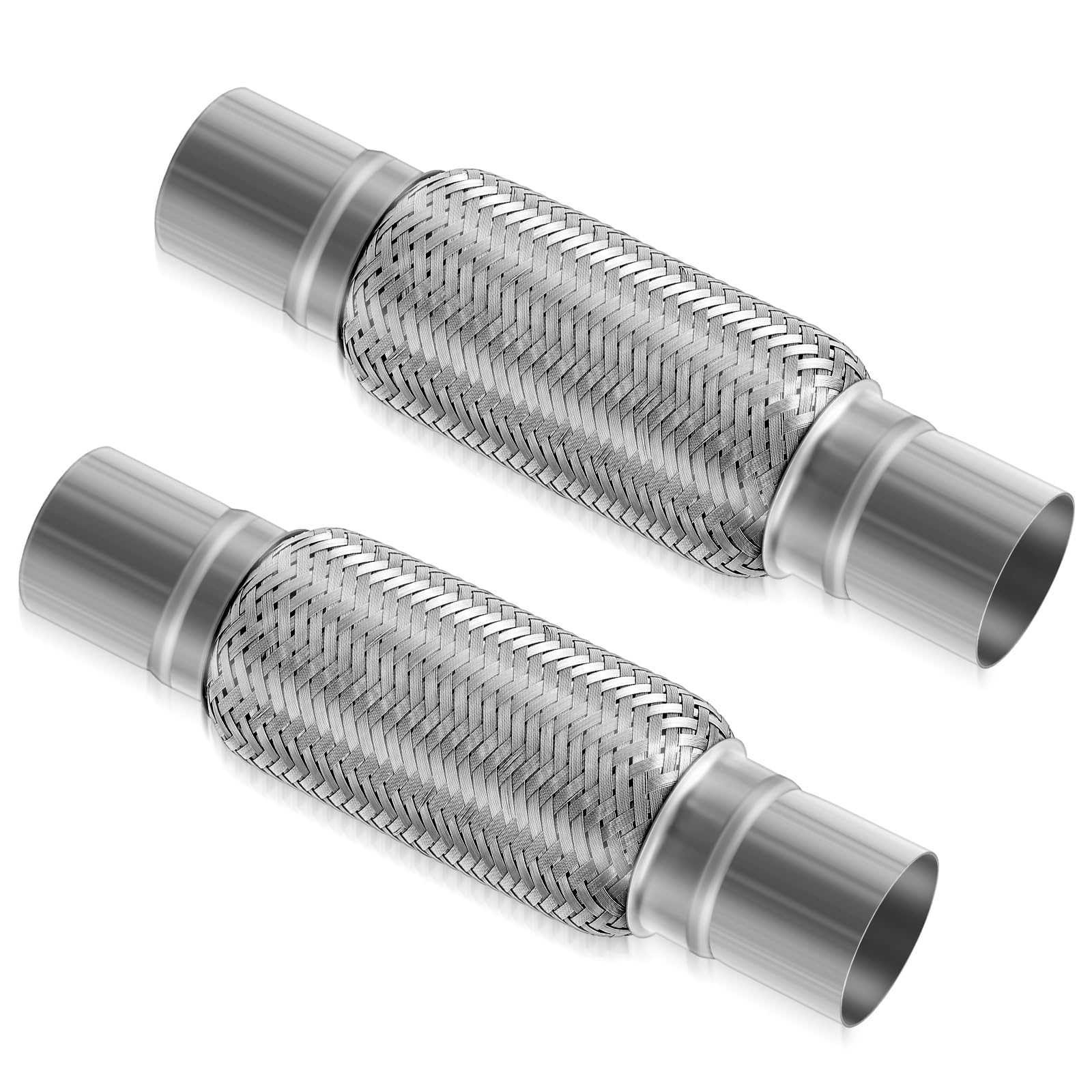 Yaocom 2pcs 2.25'' x 12'' Exhaust Pipe Stainless Steel Double Braid Long Exhaust Pipe for Heavy Duty and Cars