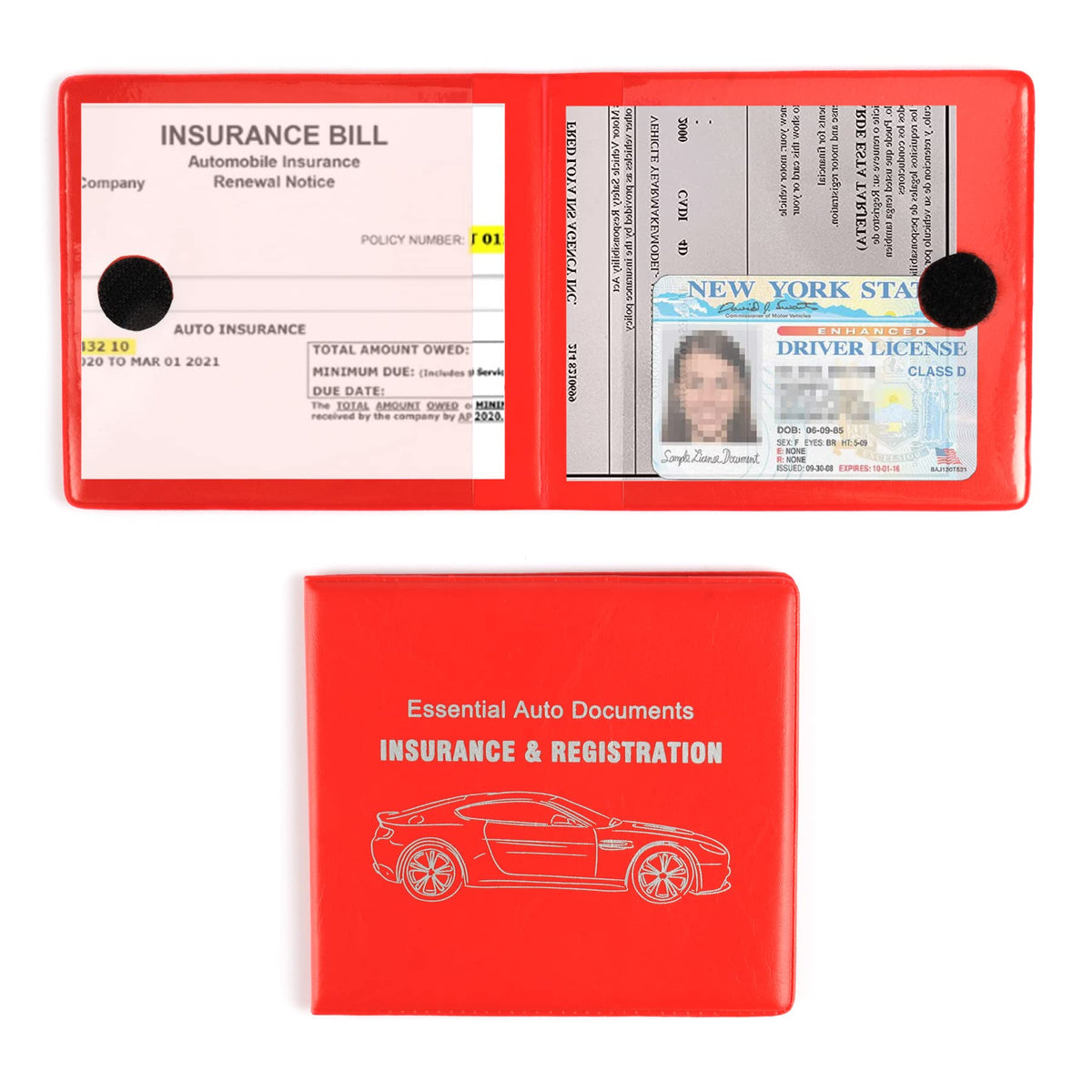 Uyye Auto Car Essential,Car Registration And Insurance Card Documents Holder 2-Pack,Car Interior Accessories For Car,Truck,Suv And Other Vehicle,Case Wallet For Car Documents Organizer(Red)