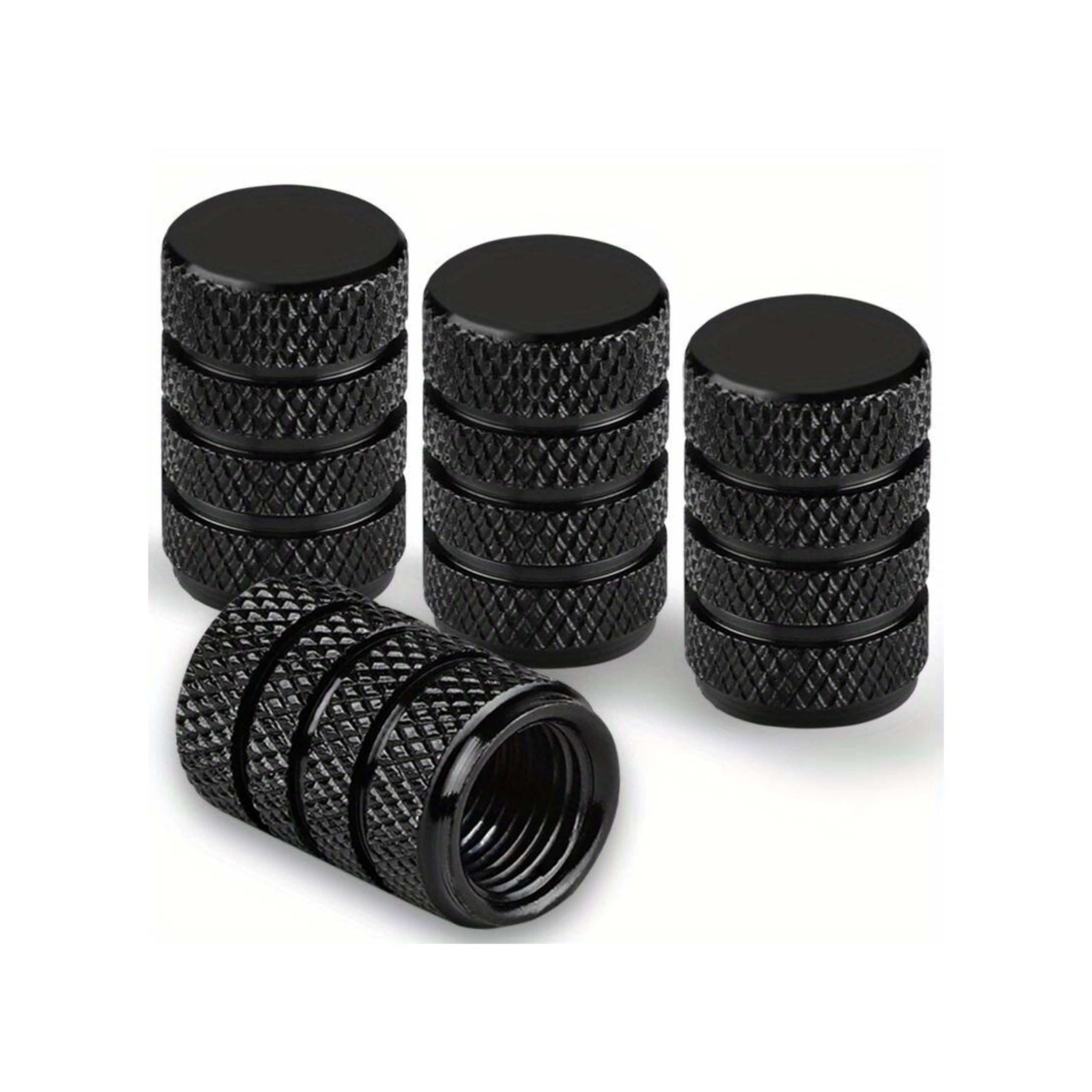 Generic Tire Valve Stem Caps, Tire Valve Cover, Black Aluminum, 4 Pcs/Pack, Anodized Finish, Universal Valve Cap Set For Cars, T