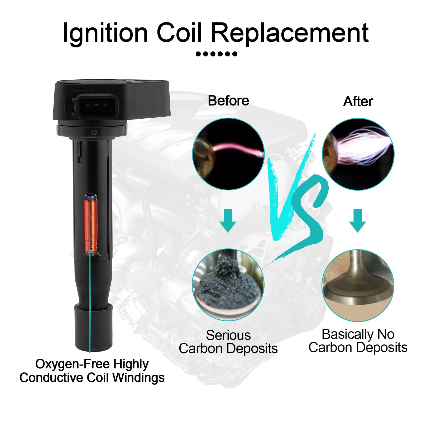 Aulink 6Pcs Uf242 Ignition Coil Pack (3.0L 3.2L 3.5L V6) Compatible With Honda Acura Saturn Accord Odyssey Mdx Tl Rl Vue, Gn1016