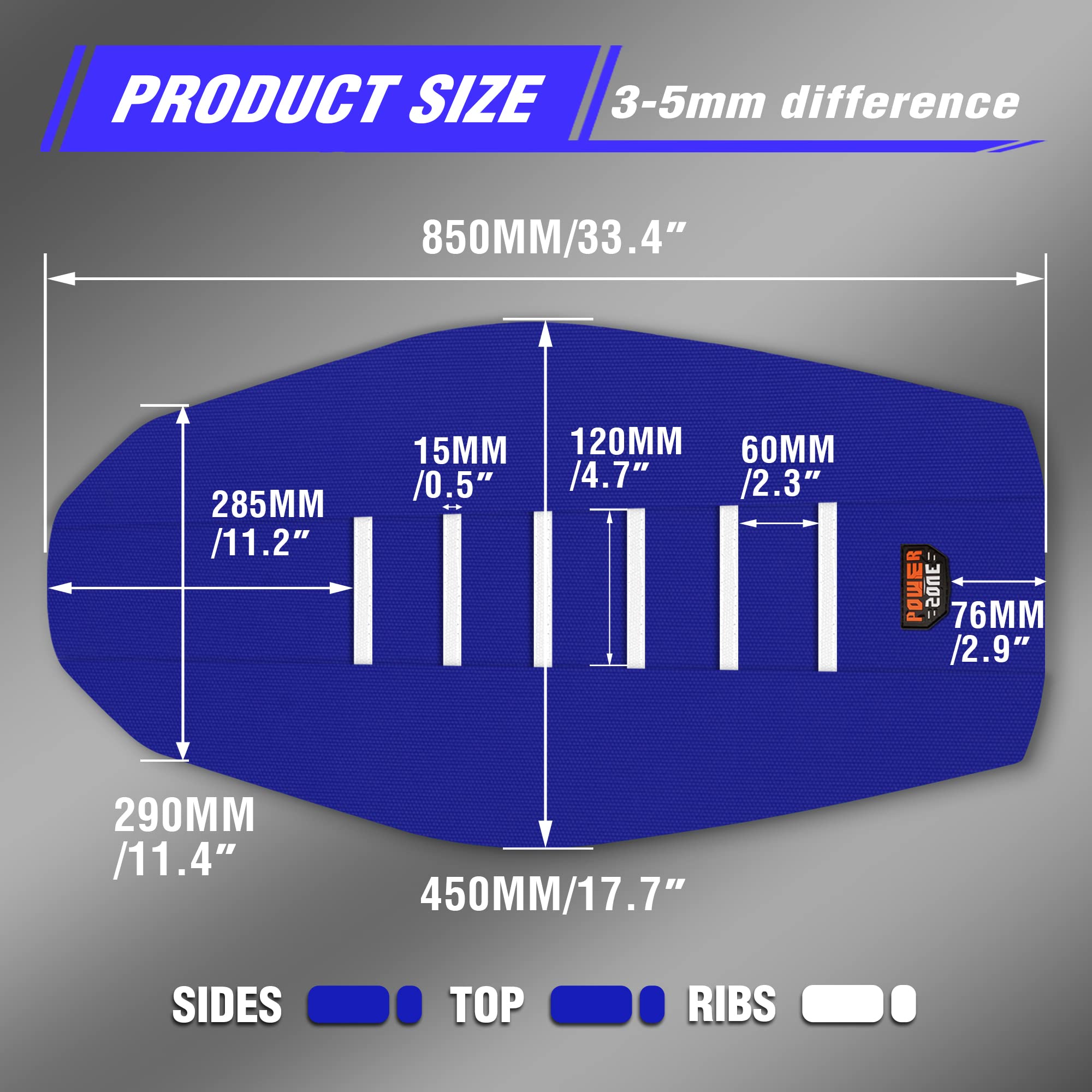 Fewfuss Dirt Bike Seat Cover - White Stripe Universial Seat Cover For Dirt Bike - Motorcycle Motorcross Enduro Seat Covers (Blue