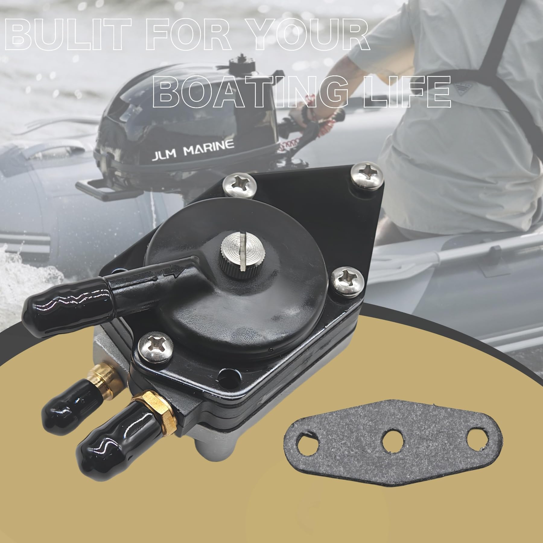 JLM MARINE Fuel Pump with Gasket for Johnson Evinrude 25-235HP Outboard Engines - Replaces 765591, 388555, 433390, 18-