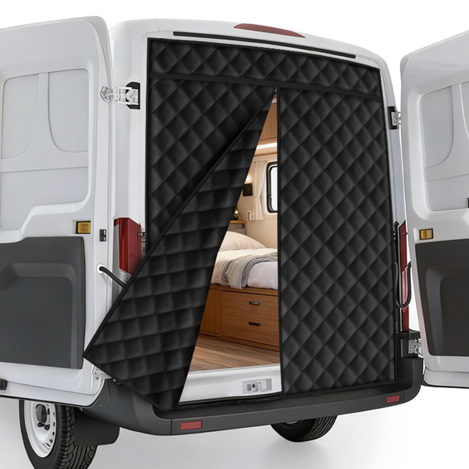 Federedevo Van Insulated Door Curtain for Rear Doors Magnetic Thermal Cover for Mid/High Roof of Ford Transit/Mercedes Sprinter 