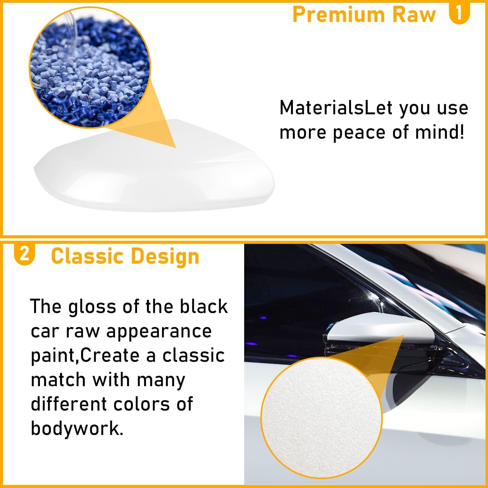 Moonlinks Right Side Mirror Cover Replacement for 2016-2021 Honda Civic - Platinum White Pearl, 10th Gen Civic, 2019-2022 Insight