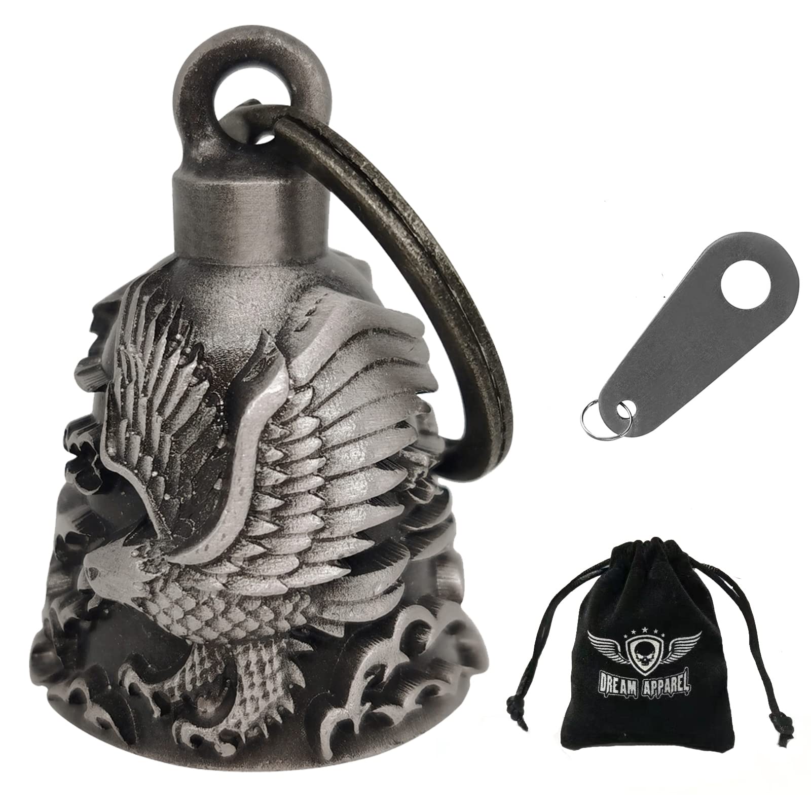 Dream Apparel Motorcycle Ride Bell For Bikers,Heavy Spirit Bells Accessory And Key Chain For Luck (Dbl5-L Eagle)