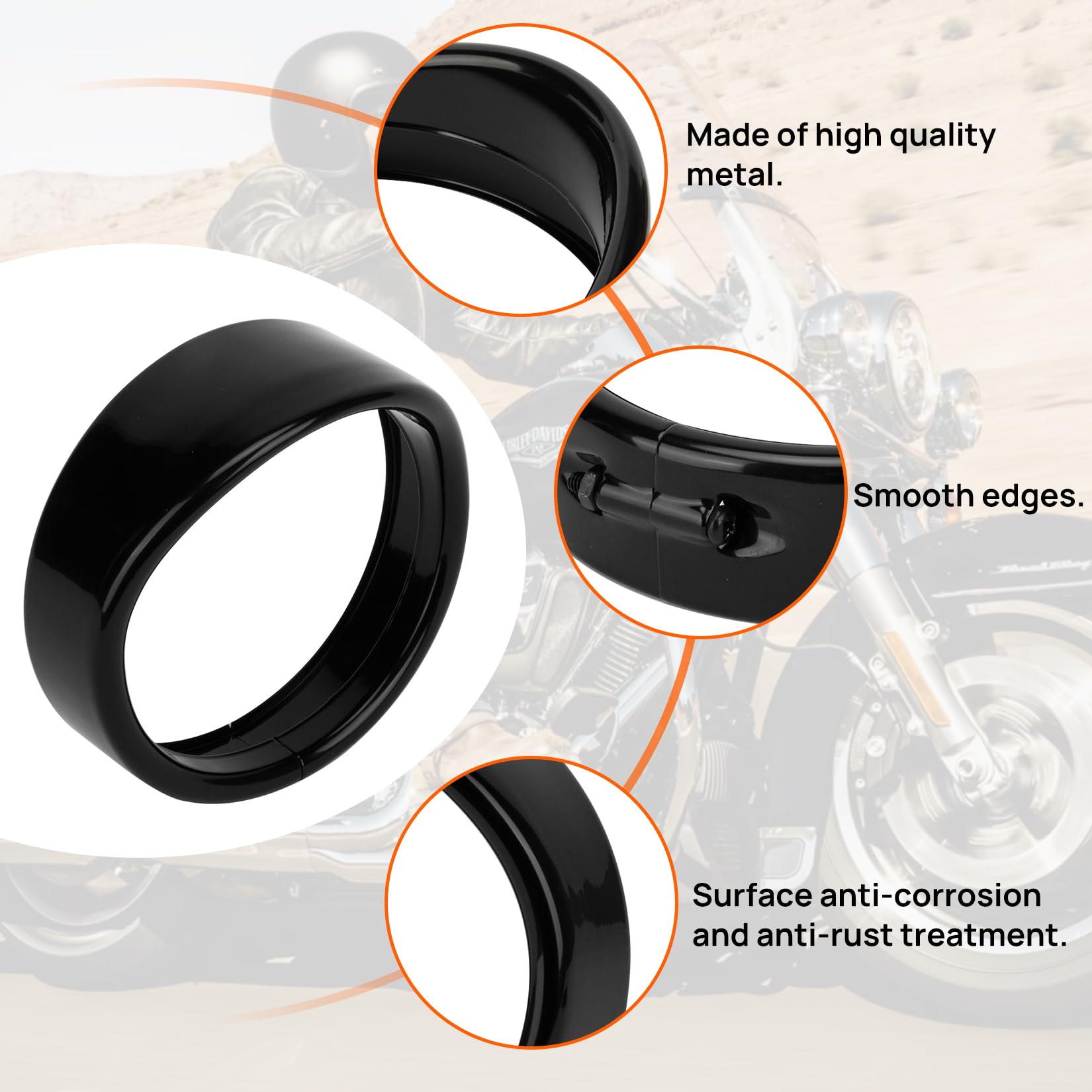 PSLER 4.5 Inch Visor Style Turn Signal Trim Ring Cover Fog Light Tirm Ring Auxiliary Light Passing Lamp Bezel for Touring Street
