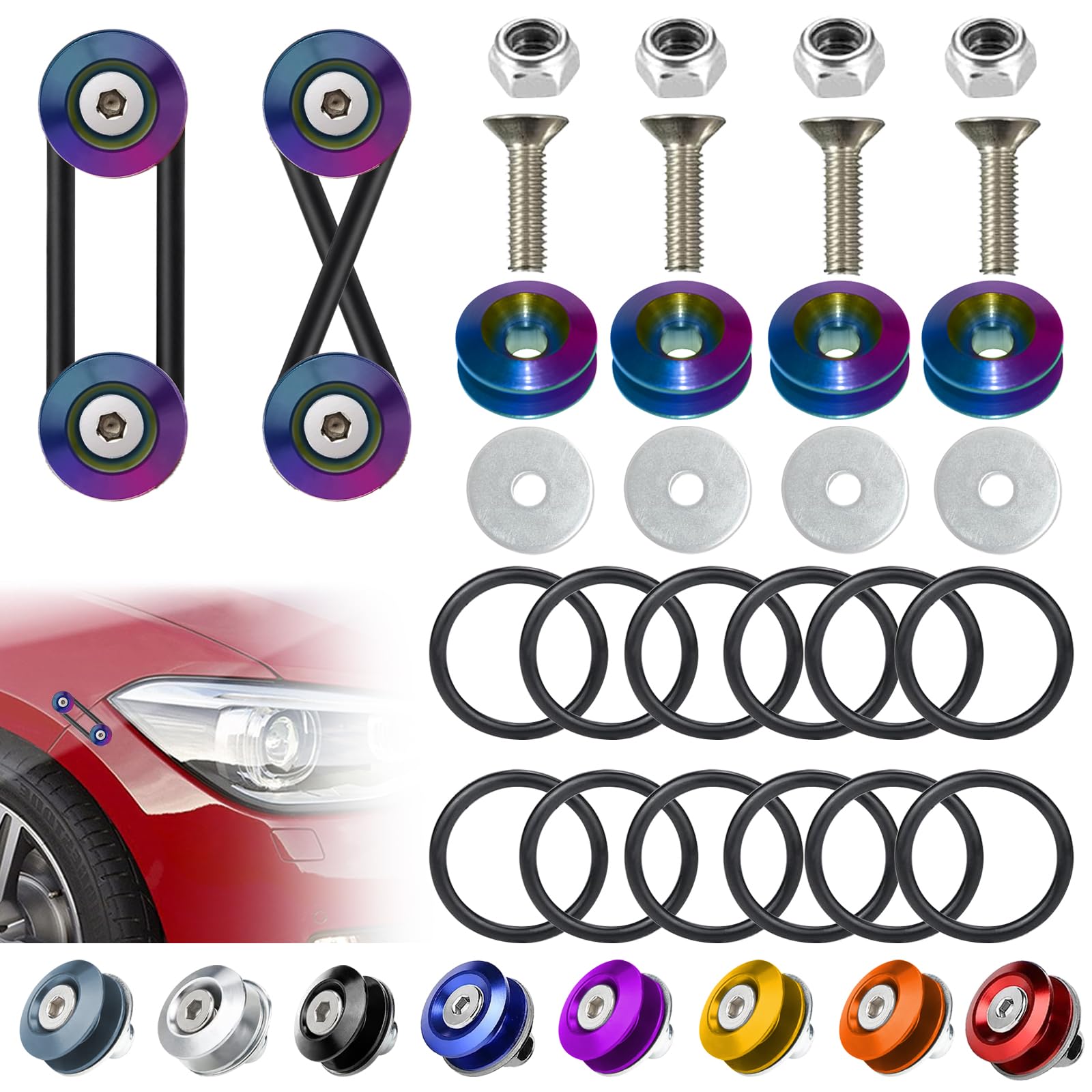 BFXM Universal Bumper Clips, Front Rear Bumper Quick Release Kit, Bumper Holders for Cars (4 Dazzling Bumper Quick Release Tabs 