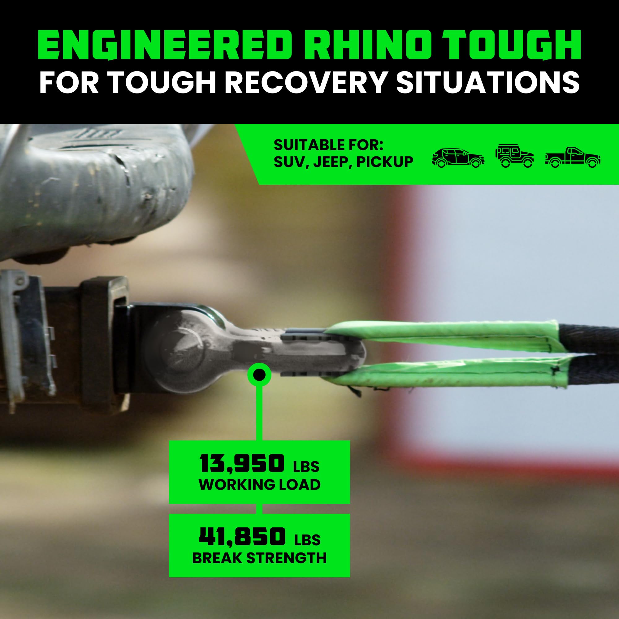 Rhino Usa Shackle Hitch Receiver (Fits 2'' Receivers) Best Towing Accessories For Trucks, Jeep, Toyota & More - Connect Your Rhi