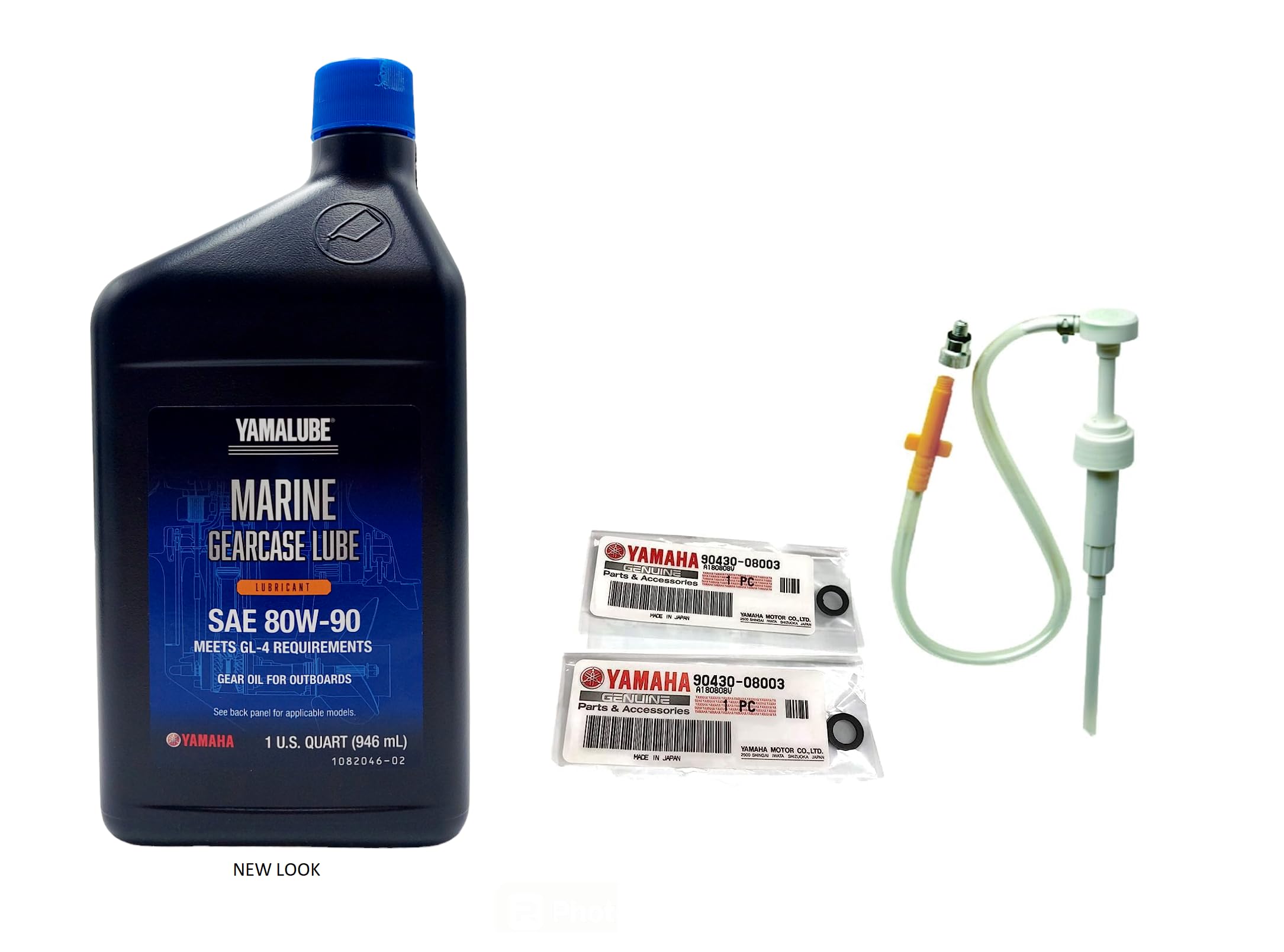 Yamaha Yamalube Oem Outboard Gear Lube Kit W/Pump, Acc-Gearl-Ub-Qt Lower Unit Oil, 90430-08003-00 Gaskets 2 Stroke 4 Stroke F15