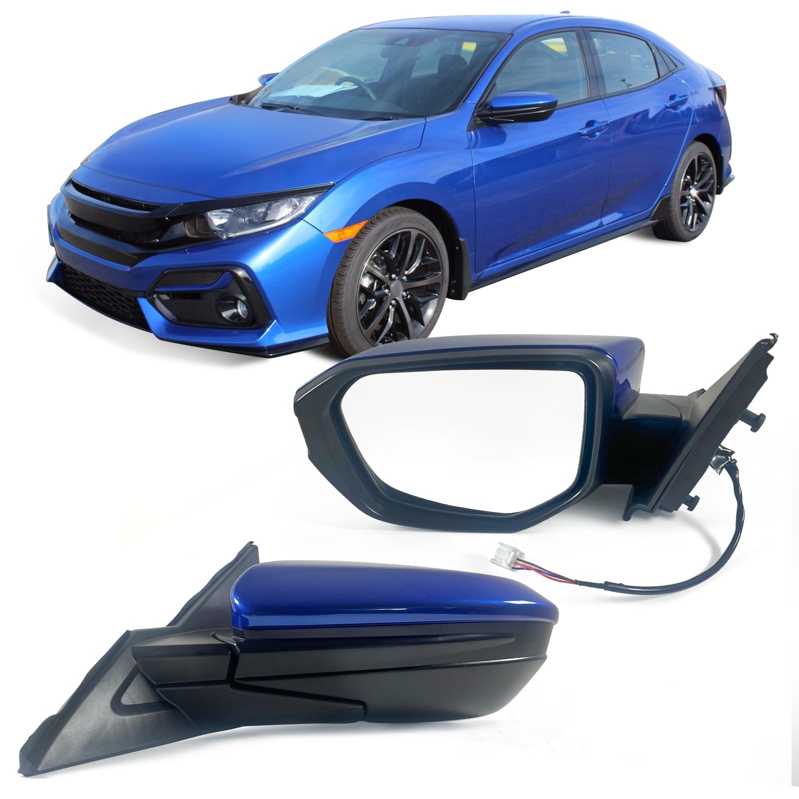 Lqito Left Driver Side Door Mirror For 2016-2021 HONDA CIVIC LX SE Sport with Power Mirror Ajust Manual Fold Non-Heated Match to