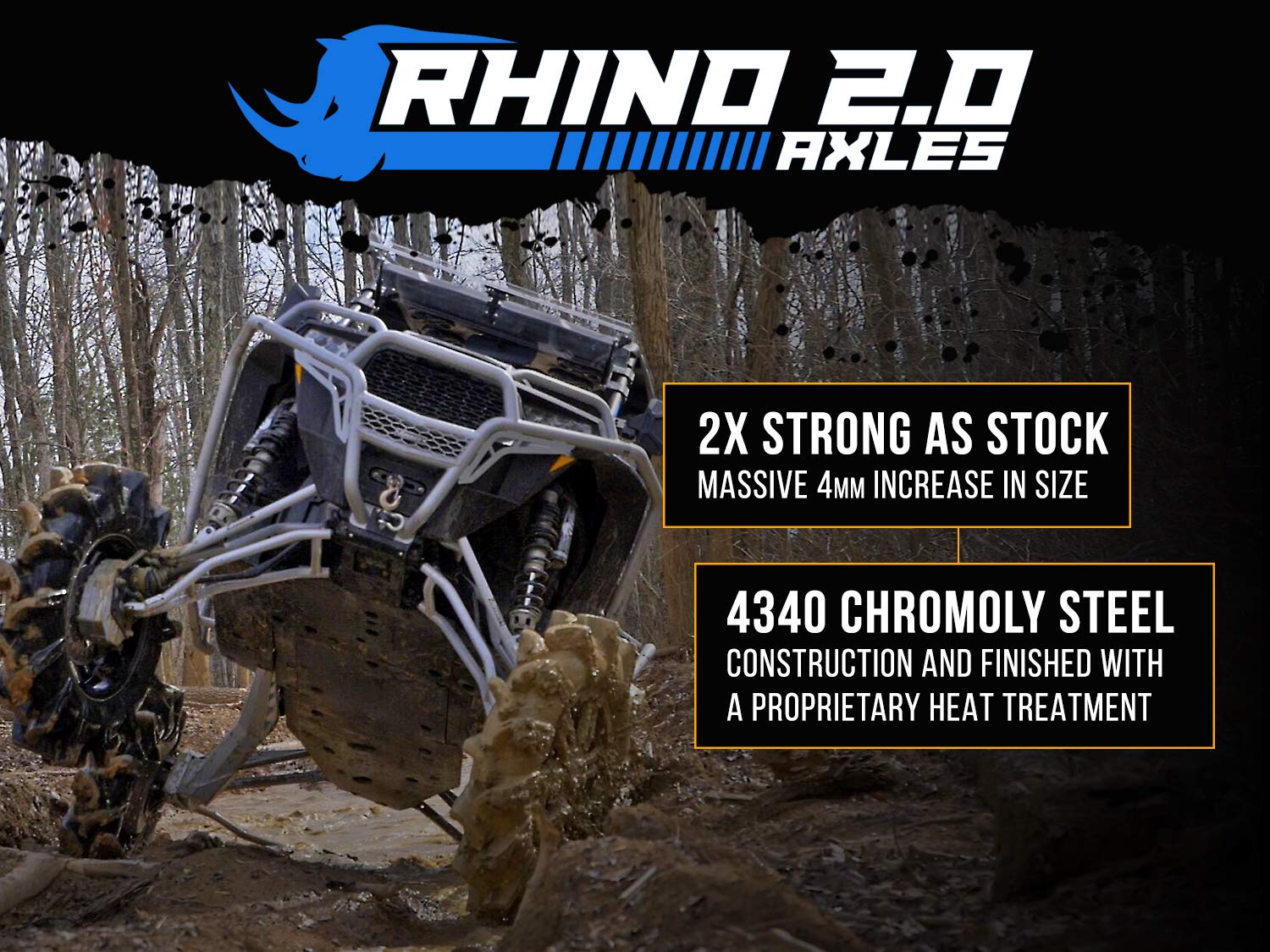 SuperATV.com Heavy Duty Rhino 2.0 Rear Axles for Polaris RZR XP 1000 / Turbo (See Fitment) | Rear PAIR | Made with 4340 Chromoly