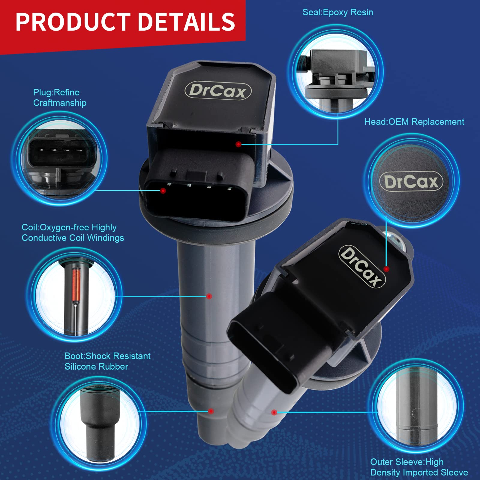 Drcax Oem Ignition Coil Uf316 C1304 C1293 Gn10312 Compatible With Scion Toyota Xa Xb Yaris Echo Prius Camry - L4 1.5L Engines -