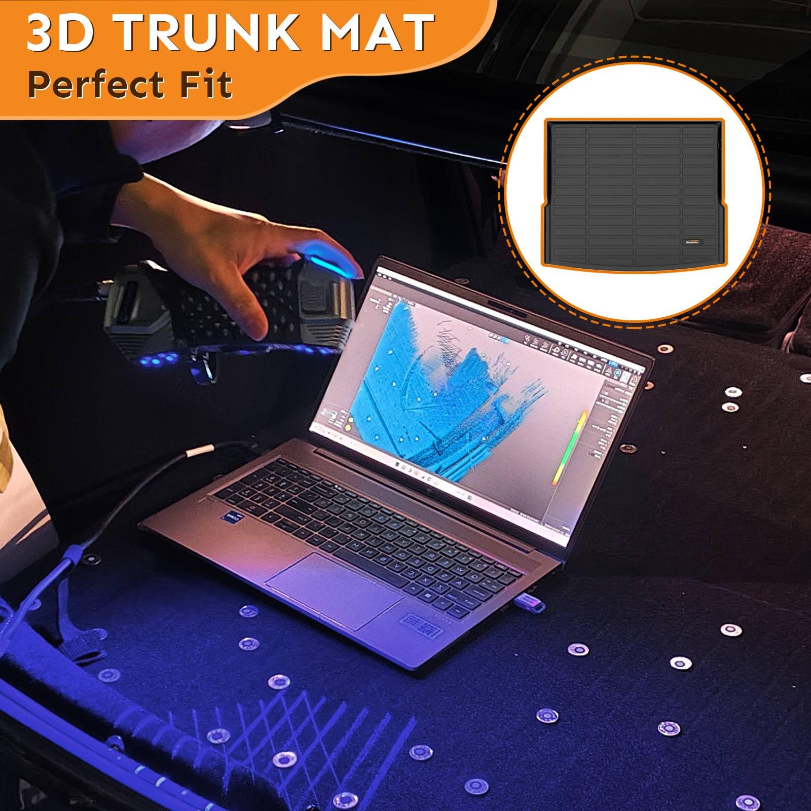 Binmotor-All Weather Cargo Liner For Kia Forte 2024 2023 2022-2019, Gt?Gt-Line?Lx? Lxs Cargo Trunk Mat Trunk Liner, Waterproof Car Mats For Kia Forte Accessories