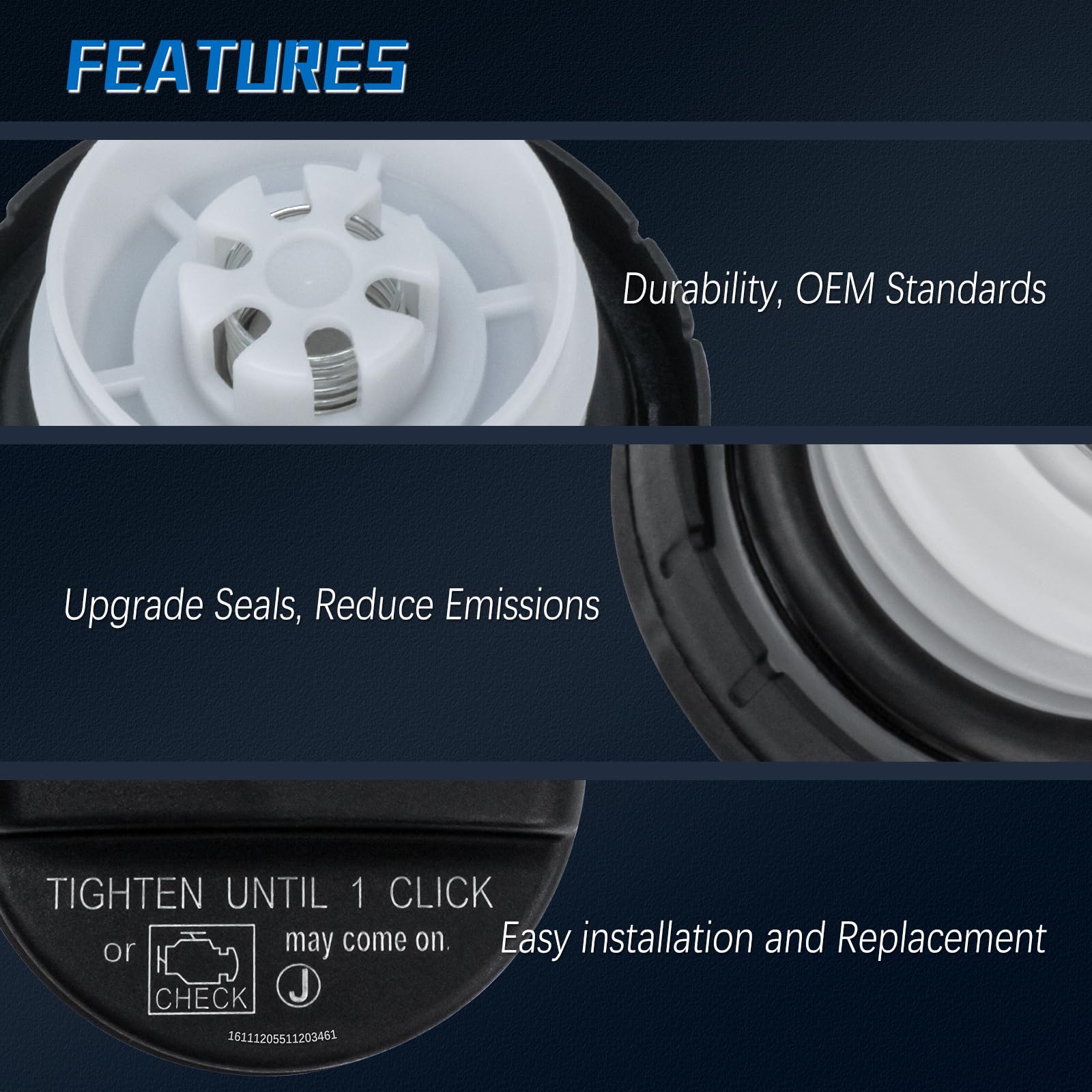 VINMS Gas Cap for Toyota, Lexus, Scion - 77300-06040, Black, Plastic, Fits 2004-2016 Camry, 4Runner, RAV4,