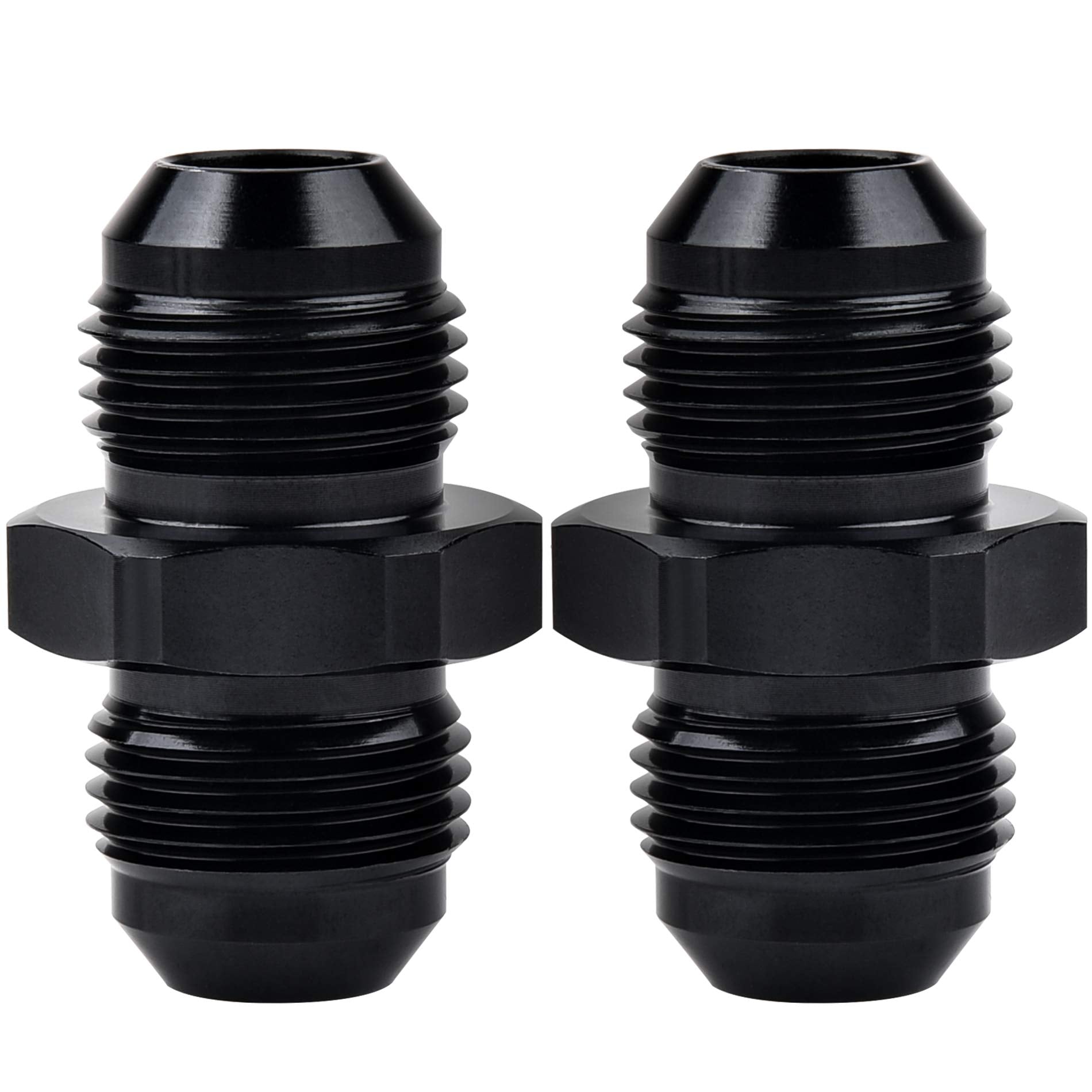 Evil Energy 8An Male To Male Flare Coupler Union Straight Fuel Hose Adapter Fitting Black 2Pcs