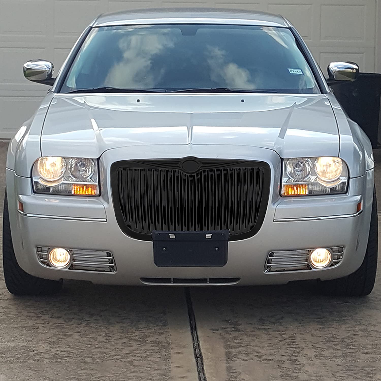 SPEC-D Tuning Vertical Front Grill Hood Grille, Black, Model HG-300C05JMVT, Compatible with 2005-2010 Chrysler 300 300C