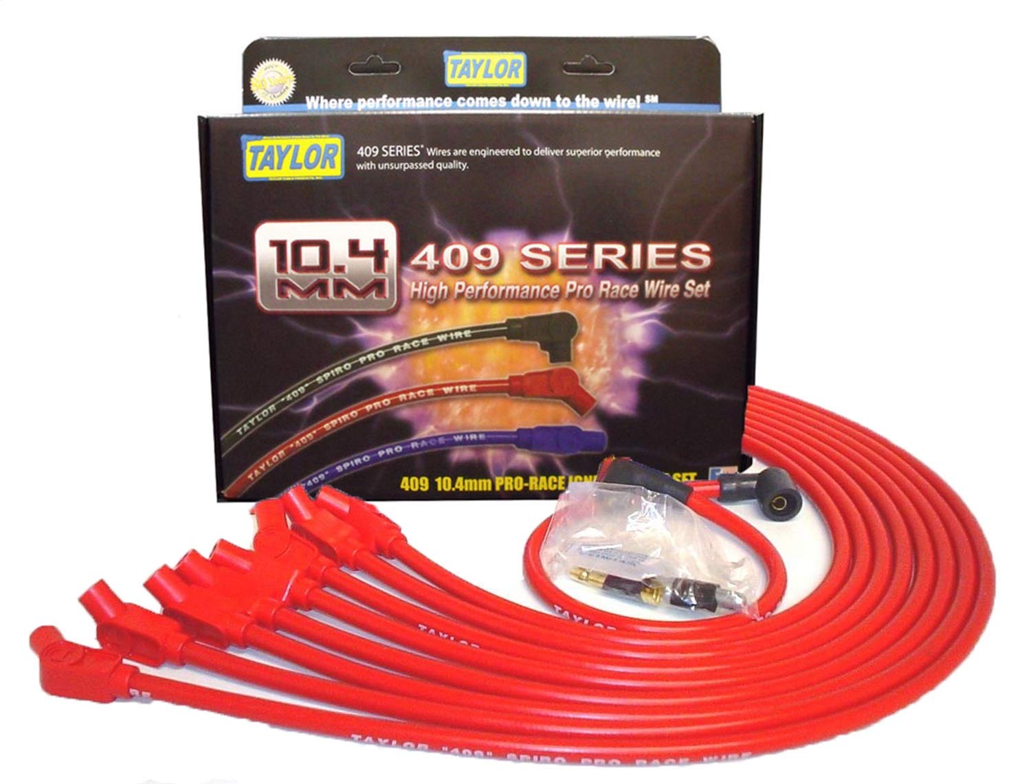 Taylor Cable 79232 Red 10.4mm Custom Race-Fit Spiro Pro Race Spark Plug Wire Set