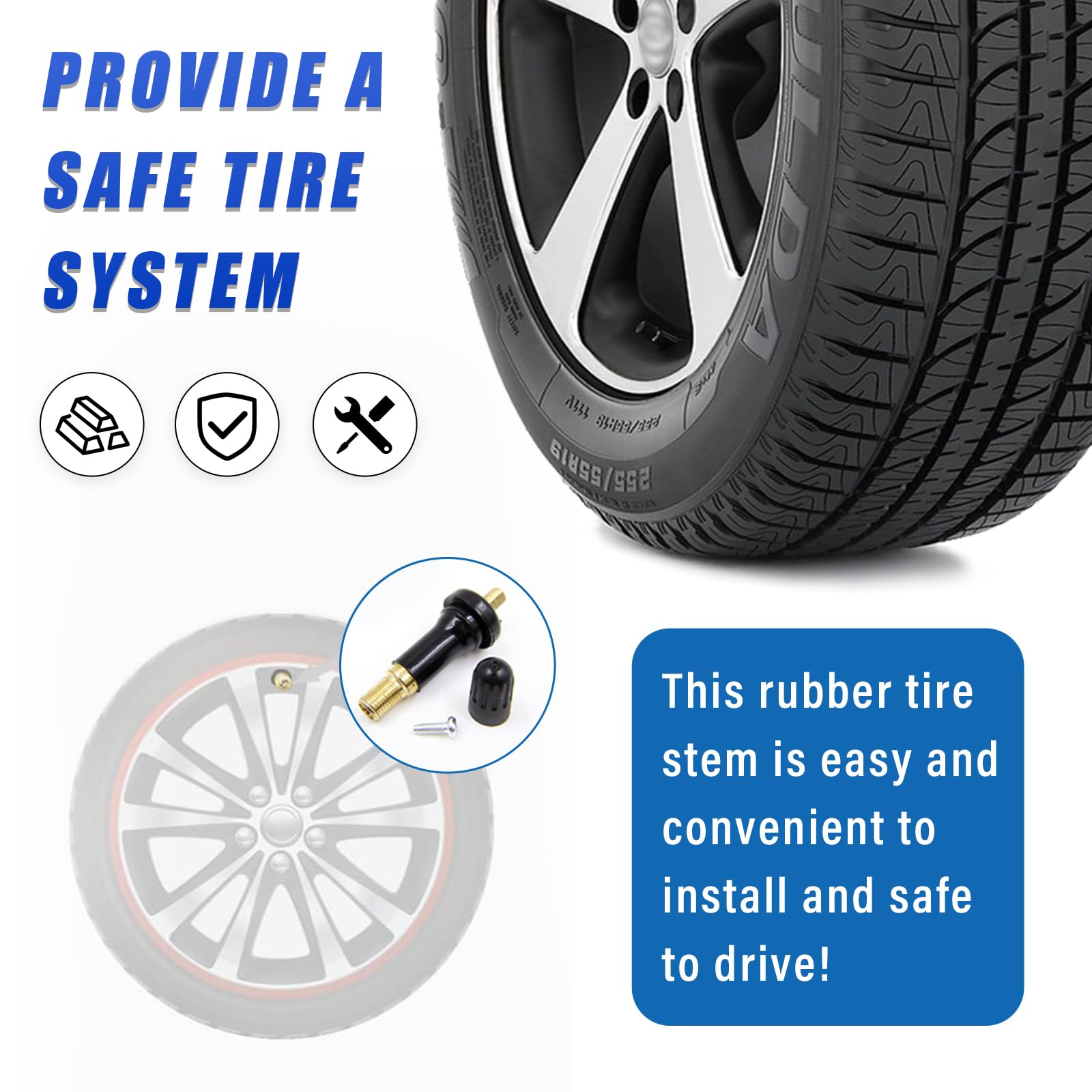 Augeny 5Pcs Tpms 20008 Tire Valve Stem, Snap-In Rubber Tubeless Tire Pressure Sensor Valve Stem ?Replacement Compatible With Commander, Liberty, Lucerne, Avenger, Charger, Durango