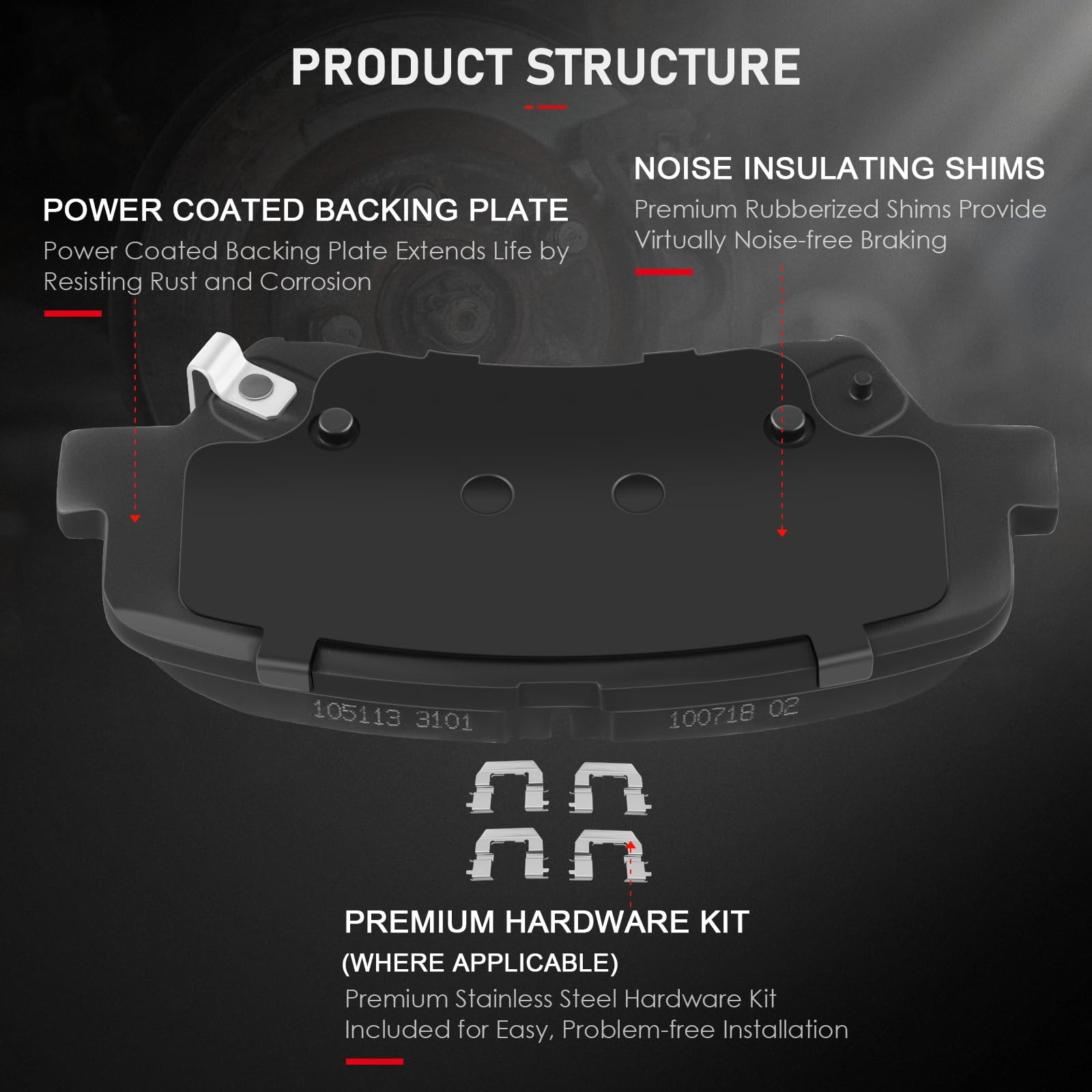 Cciyu D1595 Front Ceramic Brake Pads Kits 4Pcs Fit For 2011-2016 For Hyundai Elantra,2013-2014 For Hyundai Elantra Coupe,2010 Fo