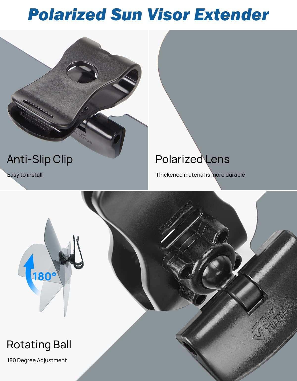 JOYTUTUS SUV Sun Visor Extender, Polarized UV400 Anti-Glare Protection, Medium Size, 1 Pack, Model A1916