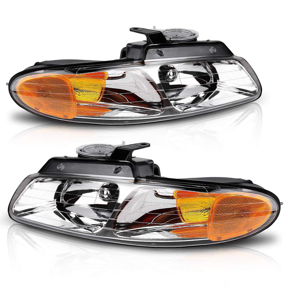 Autosaver88 For 96-00 Dodge Caravan 96-00 Chrysler Town And Country 96-00 Plymouth Voyager Van Headlight Assembly Chrome Housing