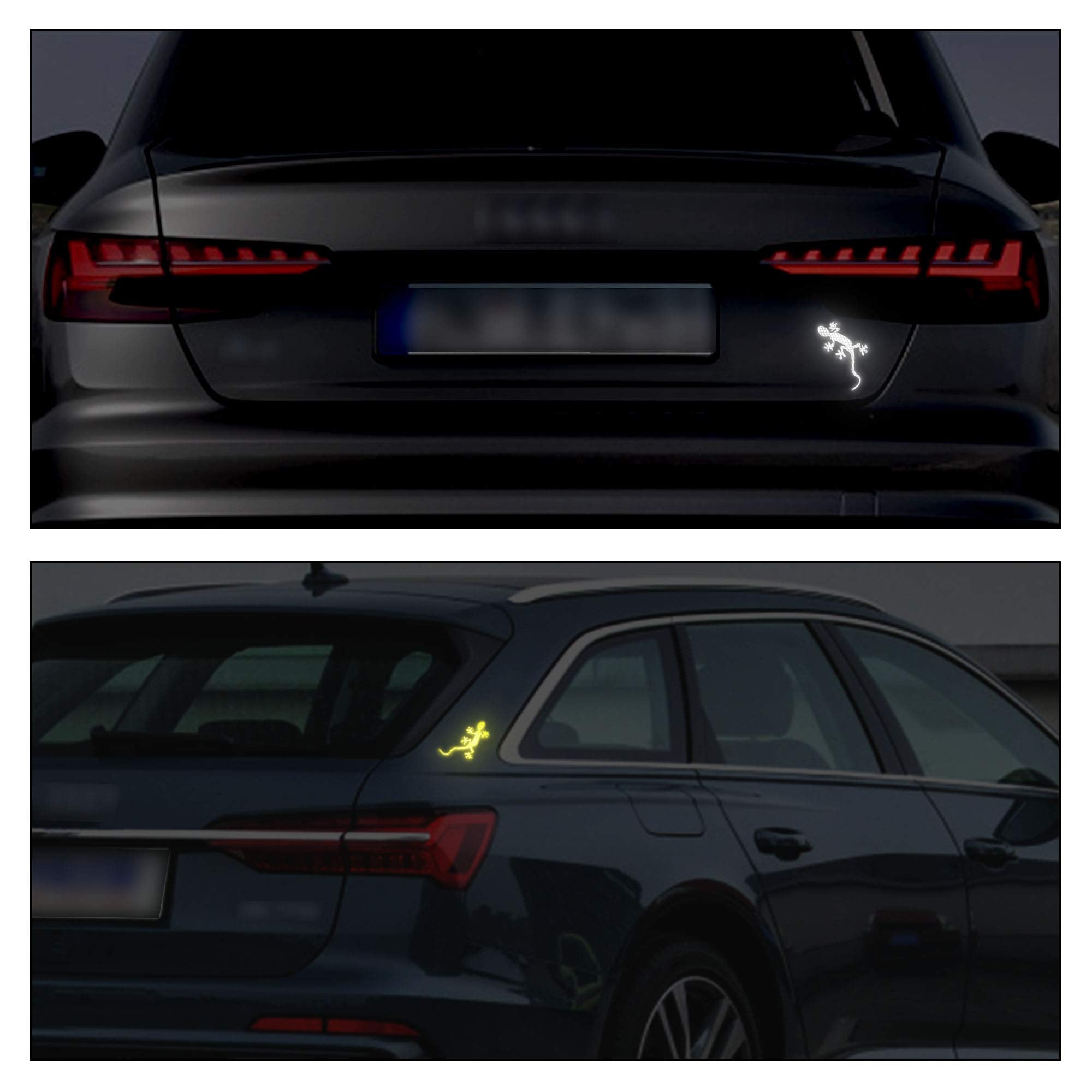 Tomall 5Pcs Gecko Reflective Strips Stickers For Car High-Intensity Night Visibility Reflective Decal Safety Warning Diamond Gra