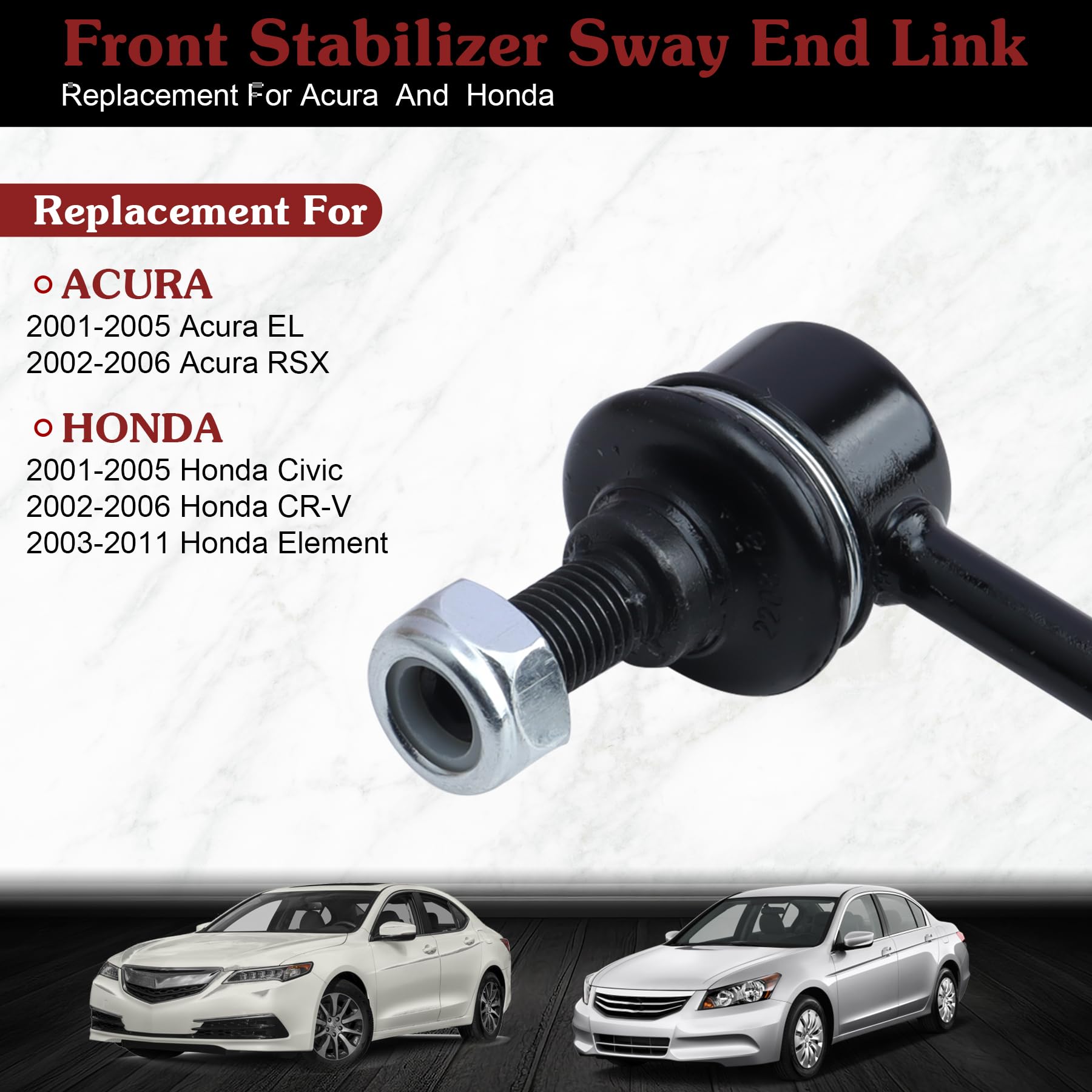 Stiueoav K90454 K90455 Sway Bar Link - Front Stabilizer End Link Compatible With 2001-2005 Acura El?2001-2005 Honda Civic?2002-2