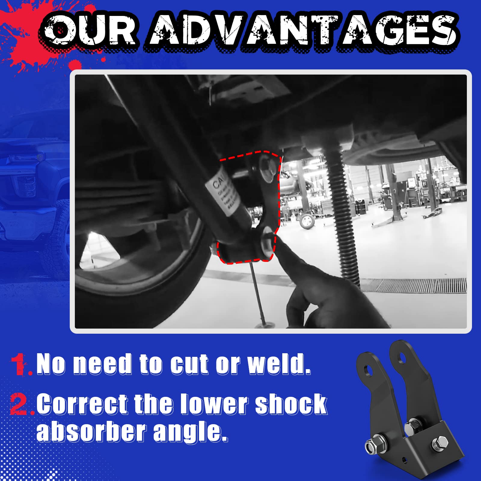 Ksp 3-5 '' Adjustable Shock Extender For Silverado Sierra C1500, 2Pcs Shock Extension Bracket Fit For Chevy Silverado Gmc Sierra