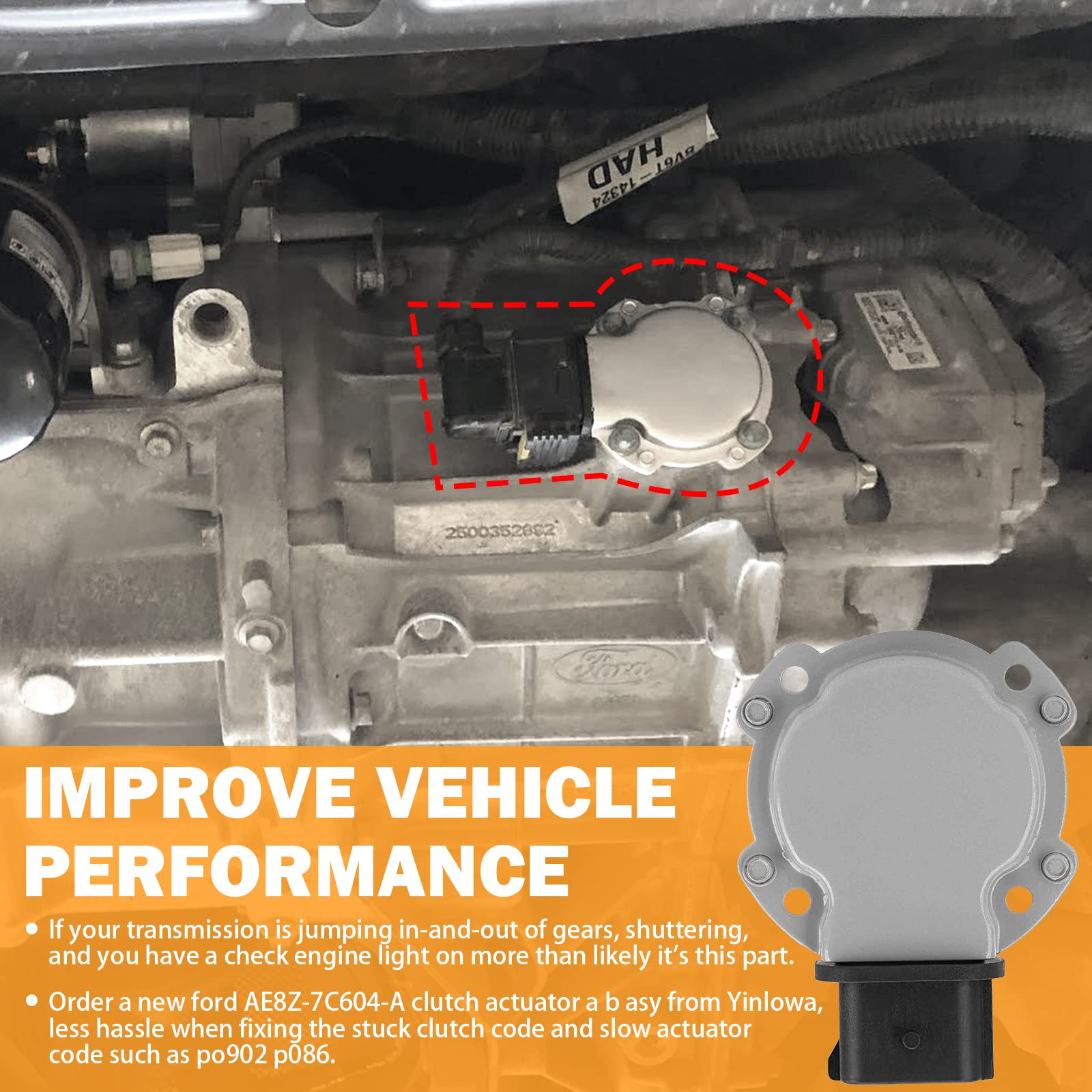 AE8Z-7C604-A Automatic Transmission Clutch Actuator B/A for 2012 2013 2014 2015 2016 2017 Ford Focus SE SEL, 11-17 Ford Fiesta T