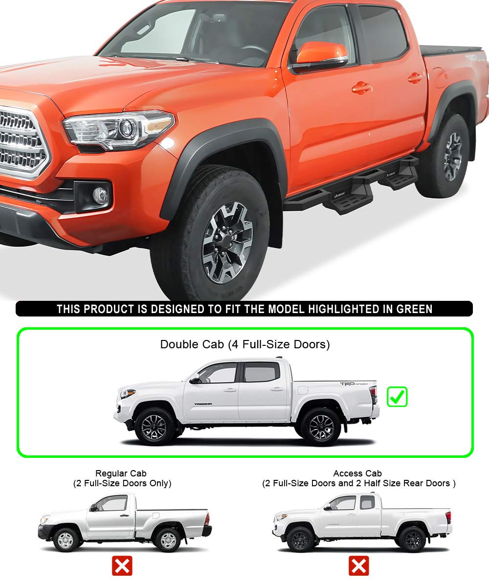 Aps Stainless Steel Pocket Steps Running Boards Compatible With Toyota Tacoma 2005-2023 Double Crew Cab