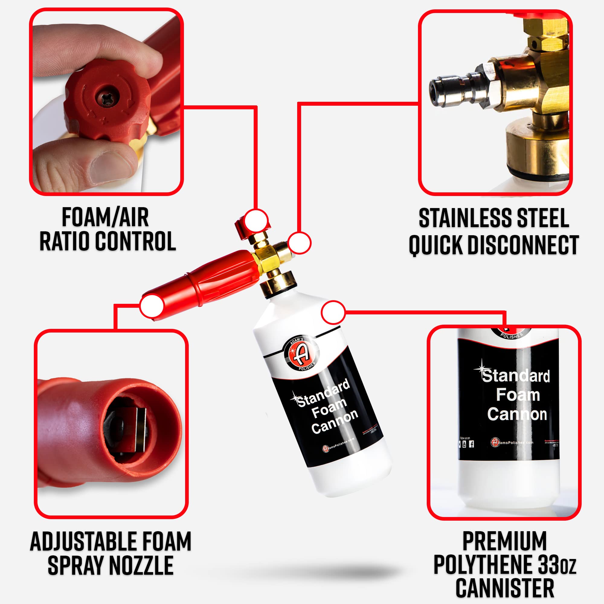 Adam'S Polishes Standard Foam Cannon - Foam Cannon Soap Sprayer For Car Wash, Patio & House Cleaning | Sprayer Cleaner Cannister