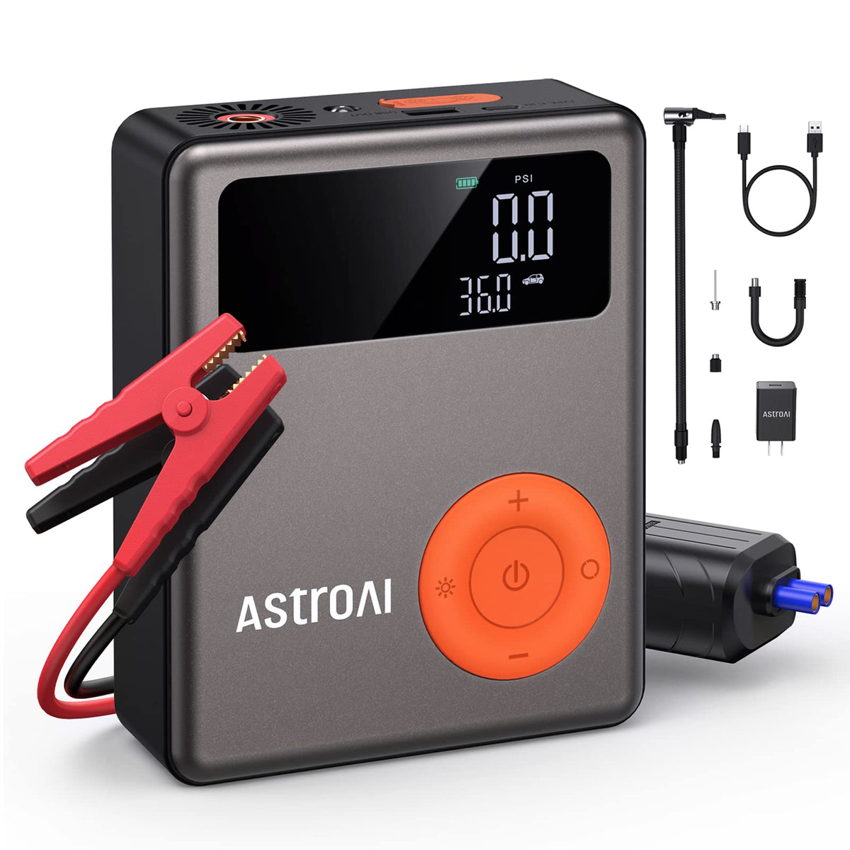 Astroai Jump Starter With Air Compressor,1750A 12V Battery Jump Starter With 150Psi Digital Tire Inflator, Up To 7.5L Gas & 5.0L