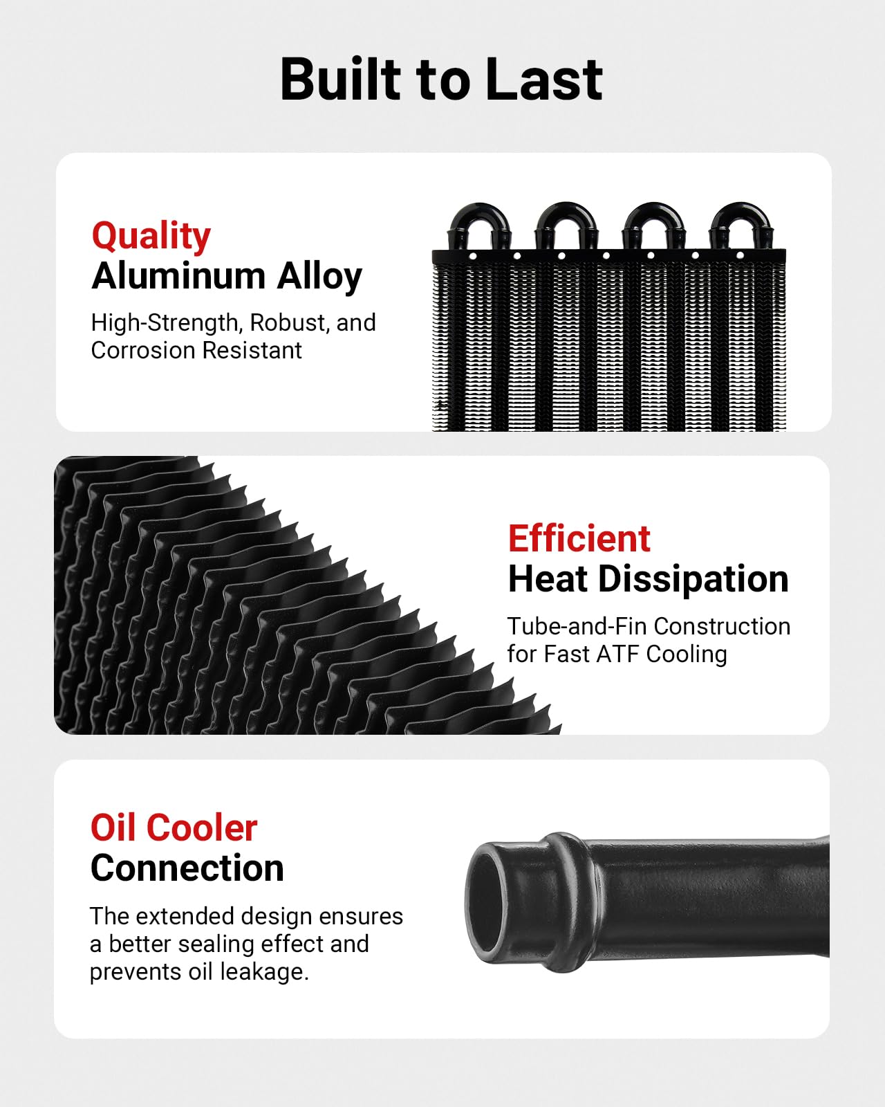 Evil Energy 5/16'' Transmission Oil Cooler, 8 Pass Tube And Fin Cooler Kit Universal Aluminium Black