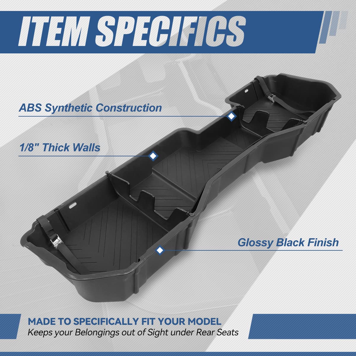 Auto Dynasty Rear Under Seat Tool Cargo Storage Box Organizer Tray Compatible With Chevy Silverado Gmc Sierra 1500 2500Hd 3500Hd