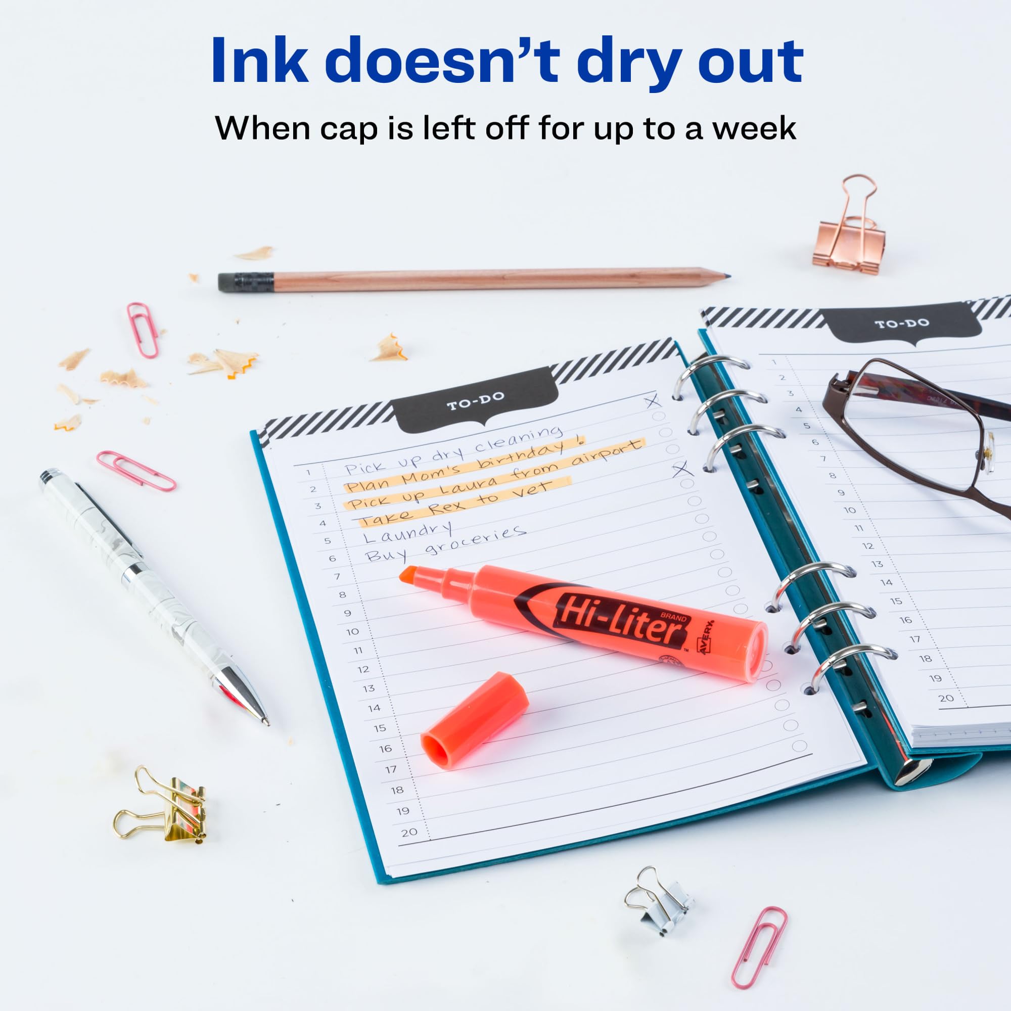 Avery Hi-Liter Desk-Style Highlighters, Smear Safe Ink, Chisel Tip, 12 Fluorescent Orange Highlighters (24050)