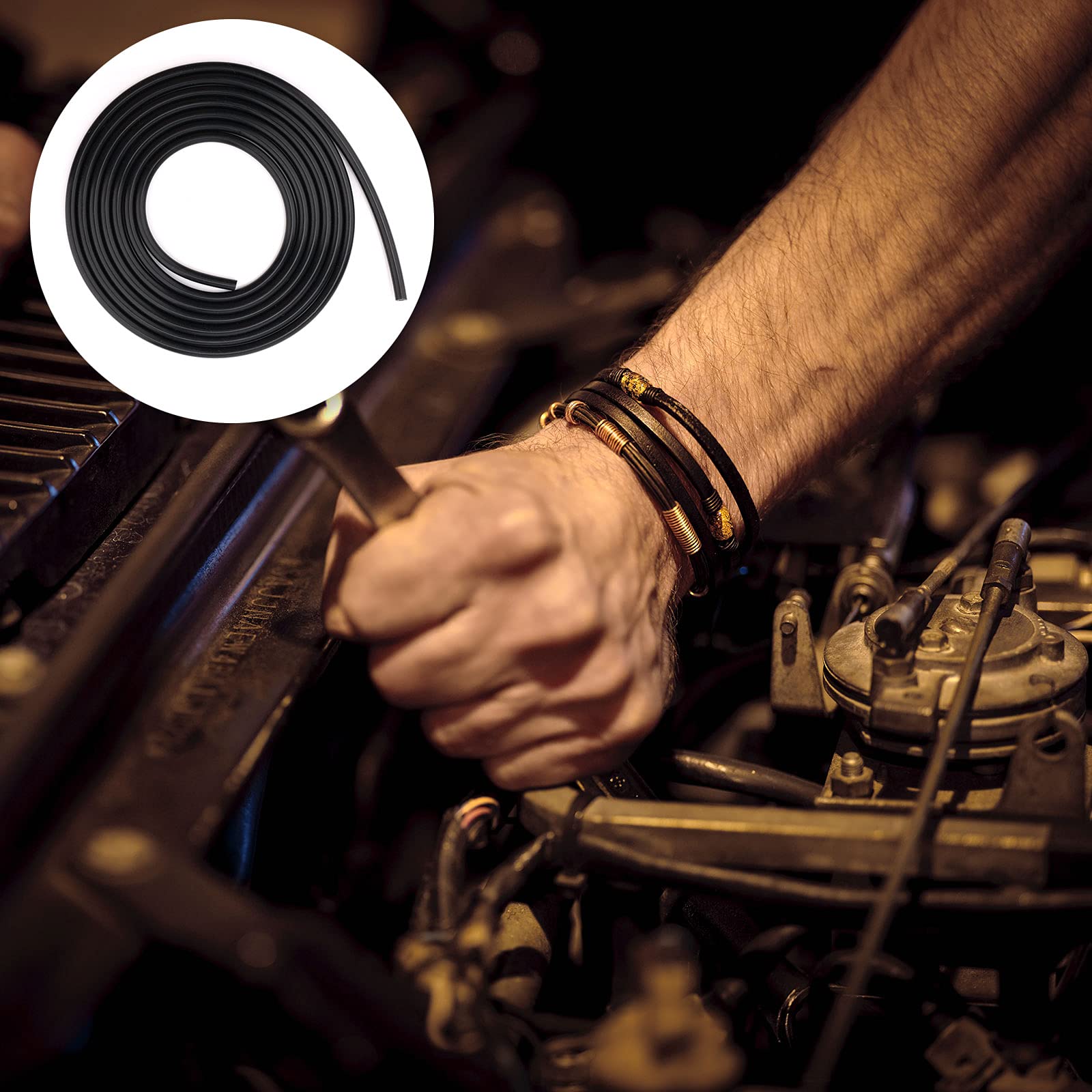 Aiex 1/8Inch Inner Diameter 10Ft High Temperature Silicone Vacuum Tubing Hose, High Performance Automotive Replacement Vacuum Hose Line For Vehicle Radiator Use (Black, 3Mm)