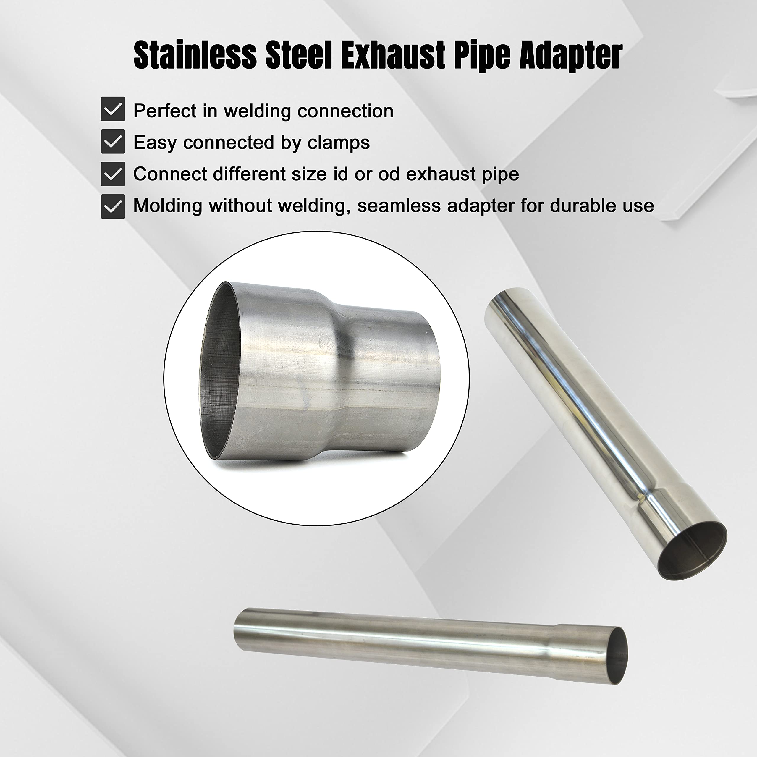 Universal Id 2.5 Inch To Od 3 Inch Exhaust Adapter, Stainless Steel Exhaust Coupler(2 1/2' Id To 3' Od), Pipe Adapter Whole Length 3.6 Inch