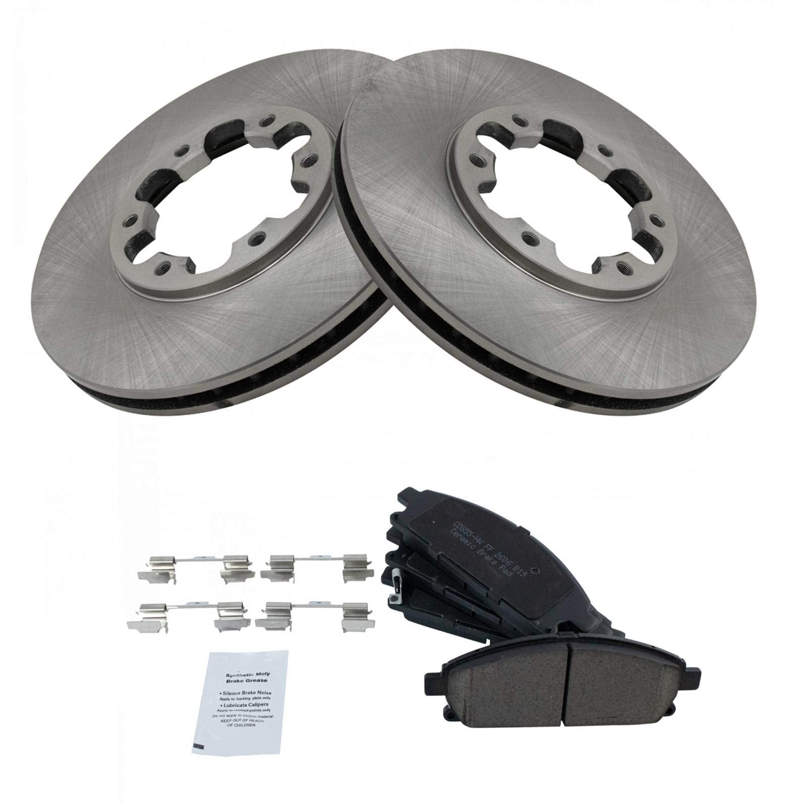 Trq Front Brake Pad & Rotor Kit Brake Pads Brake Rotor Ceramic Compatible With 1997 Infiniti Qx4 1996-1998 Nissan Pathfinder