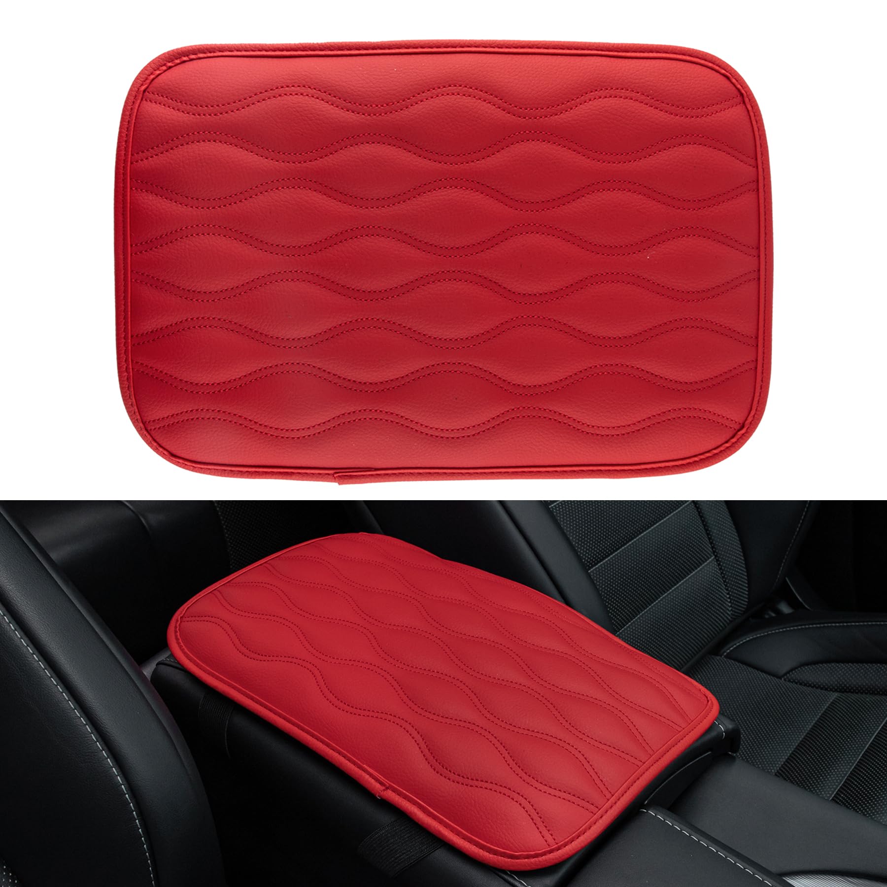 Amiss Auto Center Console Pad, Universal Waterproof Car Armrest Seat Box Cover, Car Interior Accessories, Leather Auto Armrest C