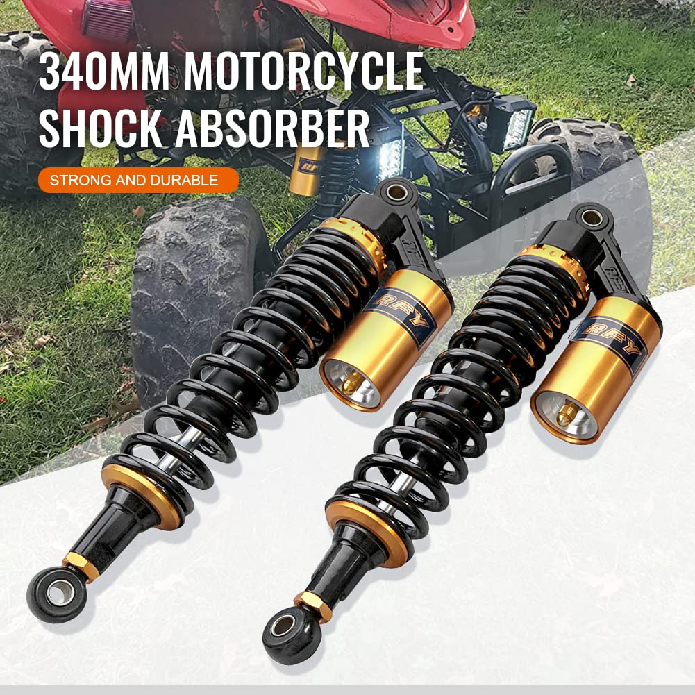 Gzyf 13.5' 340Mm Universal Motorcycle Rear Shock Absorbers Suspension Fit For Honda, For Yamaha, For Suzuki, For Kawasaki Atv Go Kart Quad Dirt Sport Bikes,Black Silver