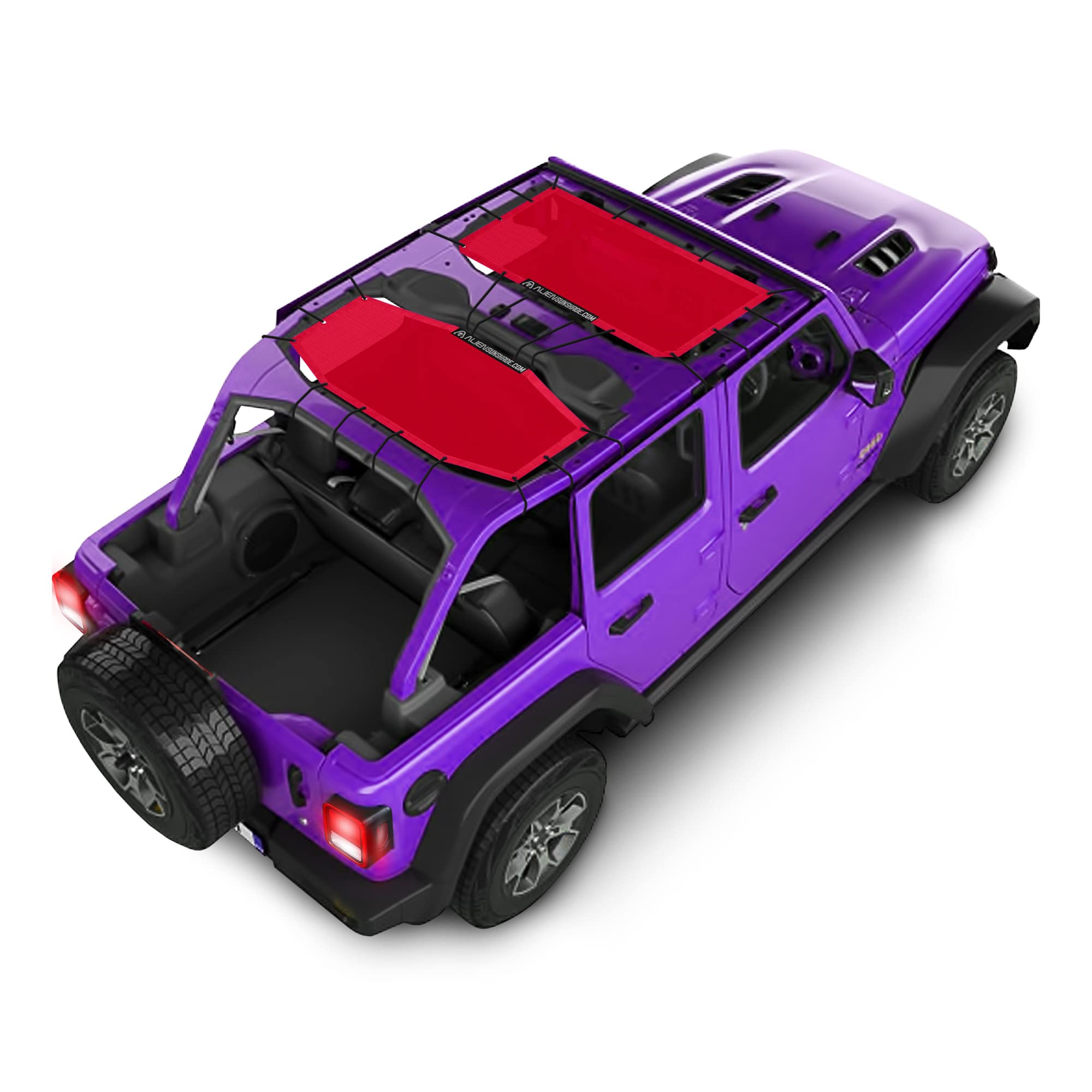 Alien Sunshade Jeep Wrangler Jlu Red (2018-2023) Front & Rear Mesh Sun Shade For Jl Unlimited, Blocks Uv, Wind, Noise, Jeep Gift