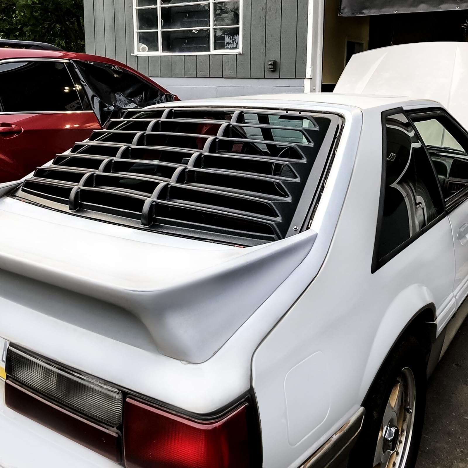 Kuafu Rear Window Louver Compatible With 1979-1993 Ford Mustang Fastback Hatchback Windshield Cover Vents Sun Shade Black