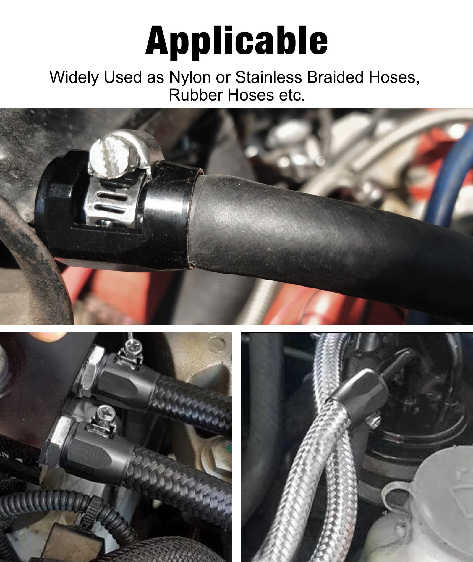 Evil Energy 4An Hose Finisher Clamp Aluminium Black For Stainless Braided Hoses,Rubber Hoses End Finisher