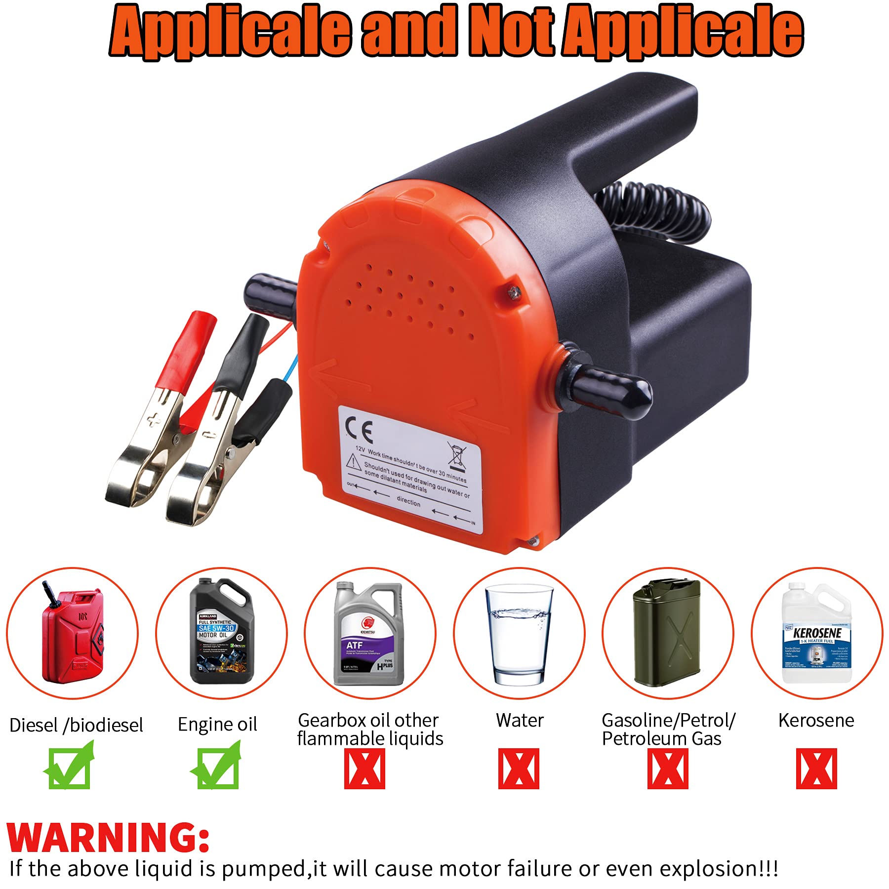 PLUMIA 12V 100W Oil Change Pump Extractor, Upgraded Oil/Diesel Fluid Extractor Scavenge Suction Transfer Pump, Marine Electric F