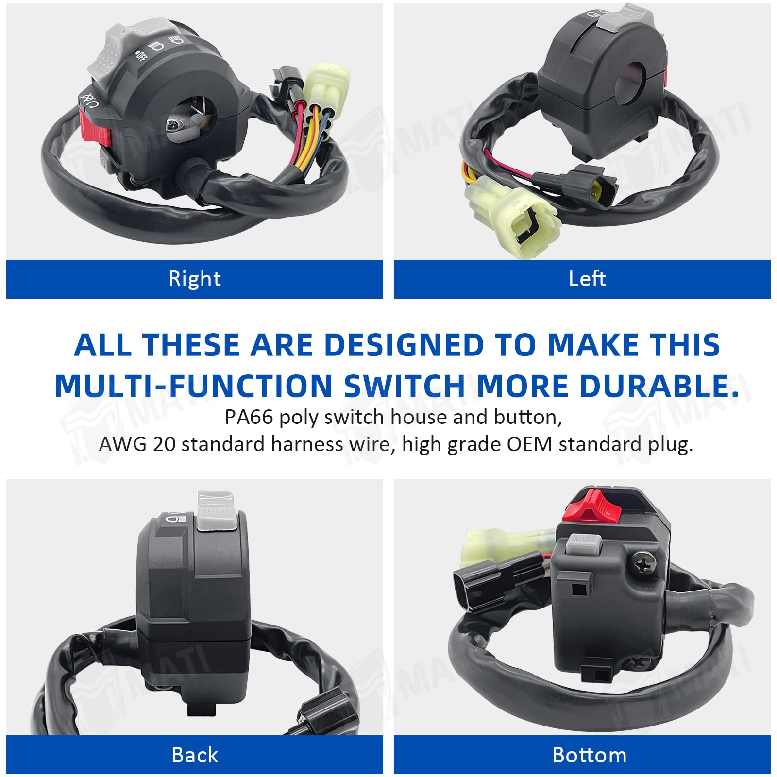 M Mati Left Handlebar Control Engine Start Run Off Headlight Switch For Yamaha Atv Yfz450 2004-2005 5Tg-83973-09-00