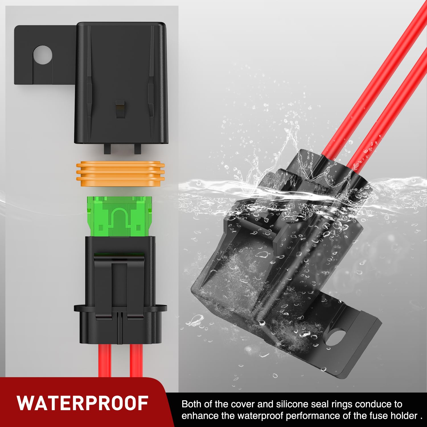 Nilight 6Pcs Inline Fuse Holder 12Awg Waterproof Atc/Ato Blade Holder 20A 30A 40A Regular Heavy Duty In Line W/Cover Fits 1A To