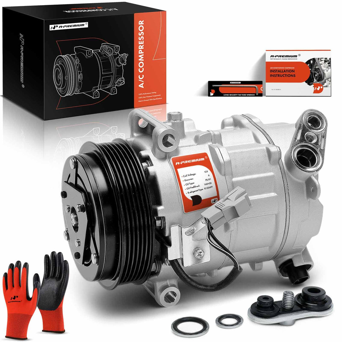 A-Premium Air Conditioner AC Compressor with Clutch Compatible with Jeep Cherokee 2.4L 2014-2021, Chrysler 200 2.4L 2015-2017