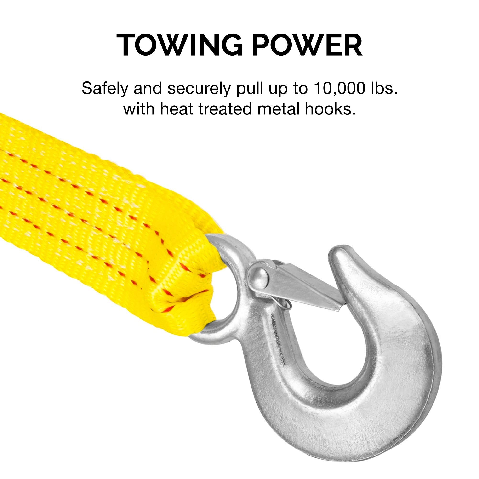 Neiko 51008A Heavy Duty Tow Strap With Hooks 2 Pack, 2    X 30, 10,000 Lb Capacity, Tow Rope For Vehicles, Cars, Trucks, Atv Tow