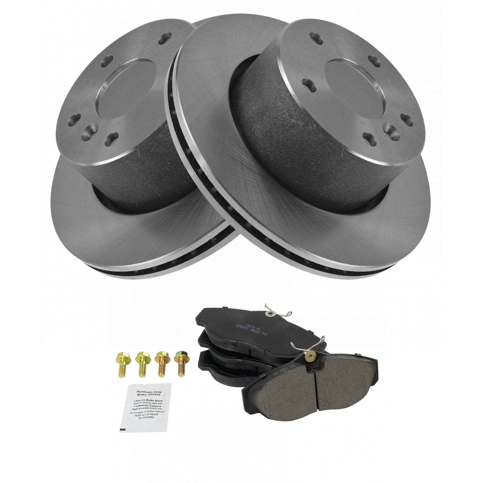Trq Front Brake Pad & Rotor Kit Brake Pads Brake Rotor Ceramic Compatible With 1999-2004 Land Rover Discovery